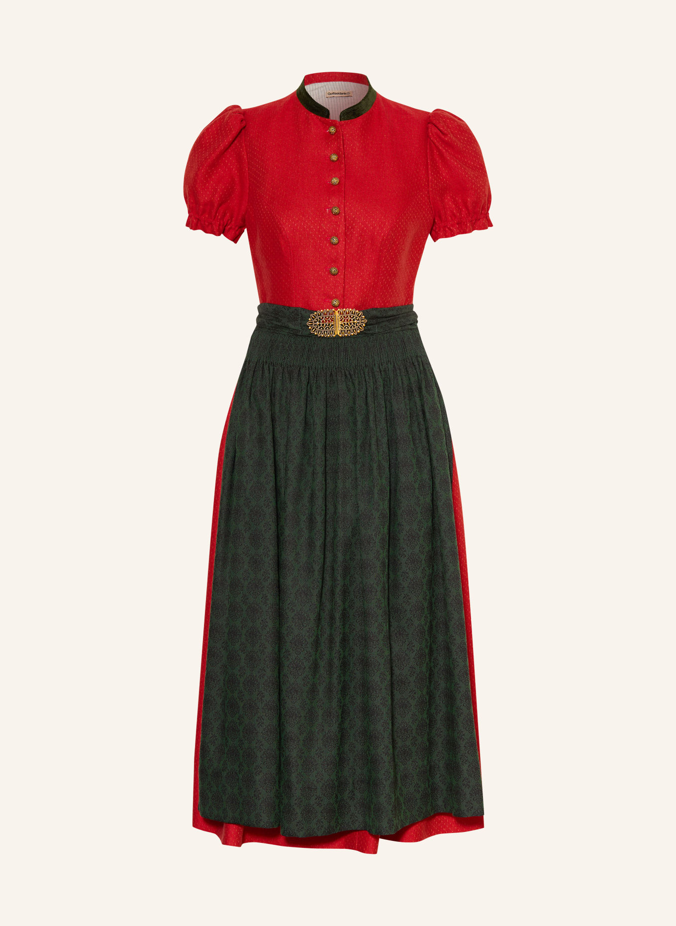 Gottseidank LIVIE Linen Dirndl: RED / GREEN