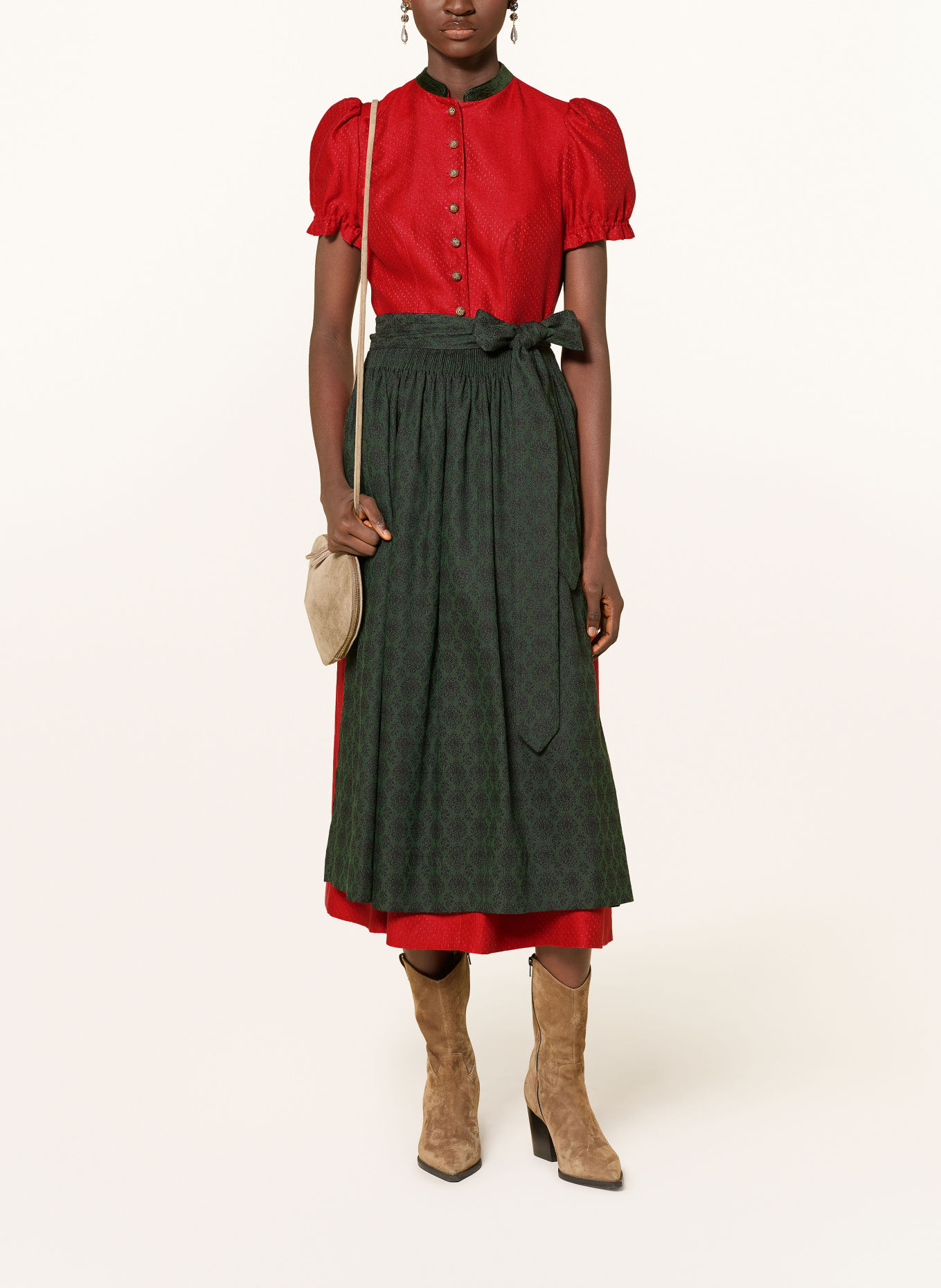 Gottseidank LIVIE Linen Dirndl: RED / GREEN