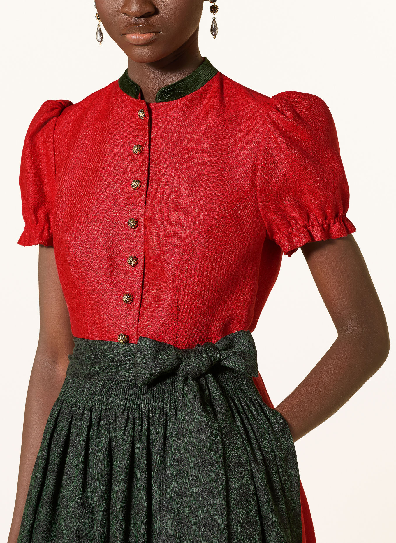 Gottseidank LIVIE Linen Dirndl: RED / GREEN