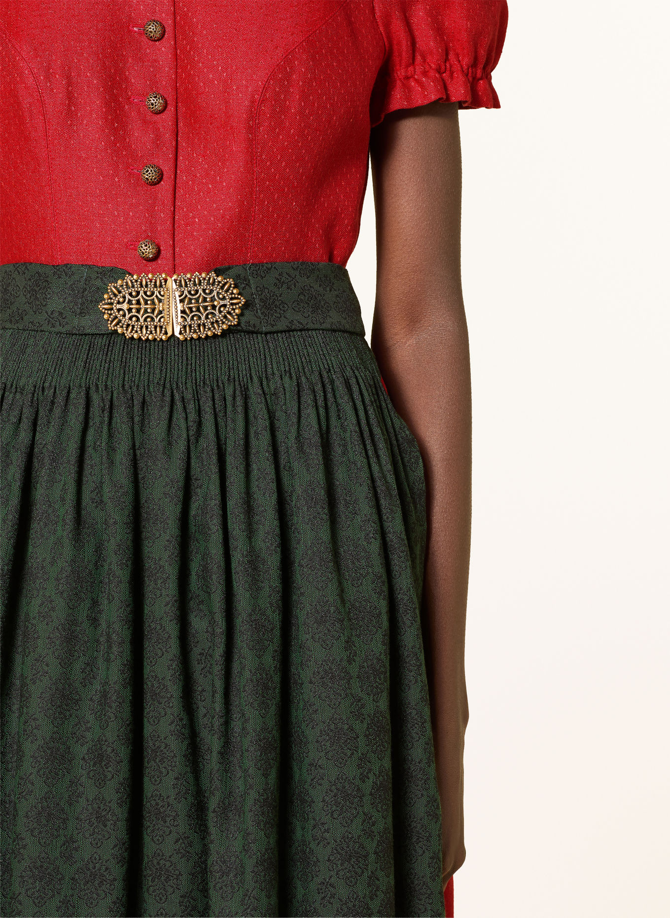 Gottseidank LIVIE Linen Dirndl: RED / GREEN