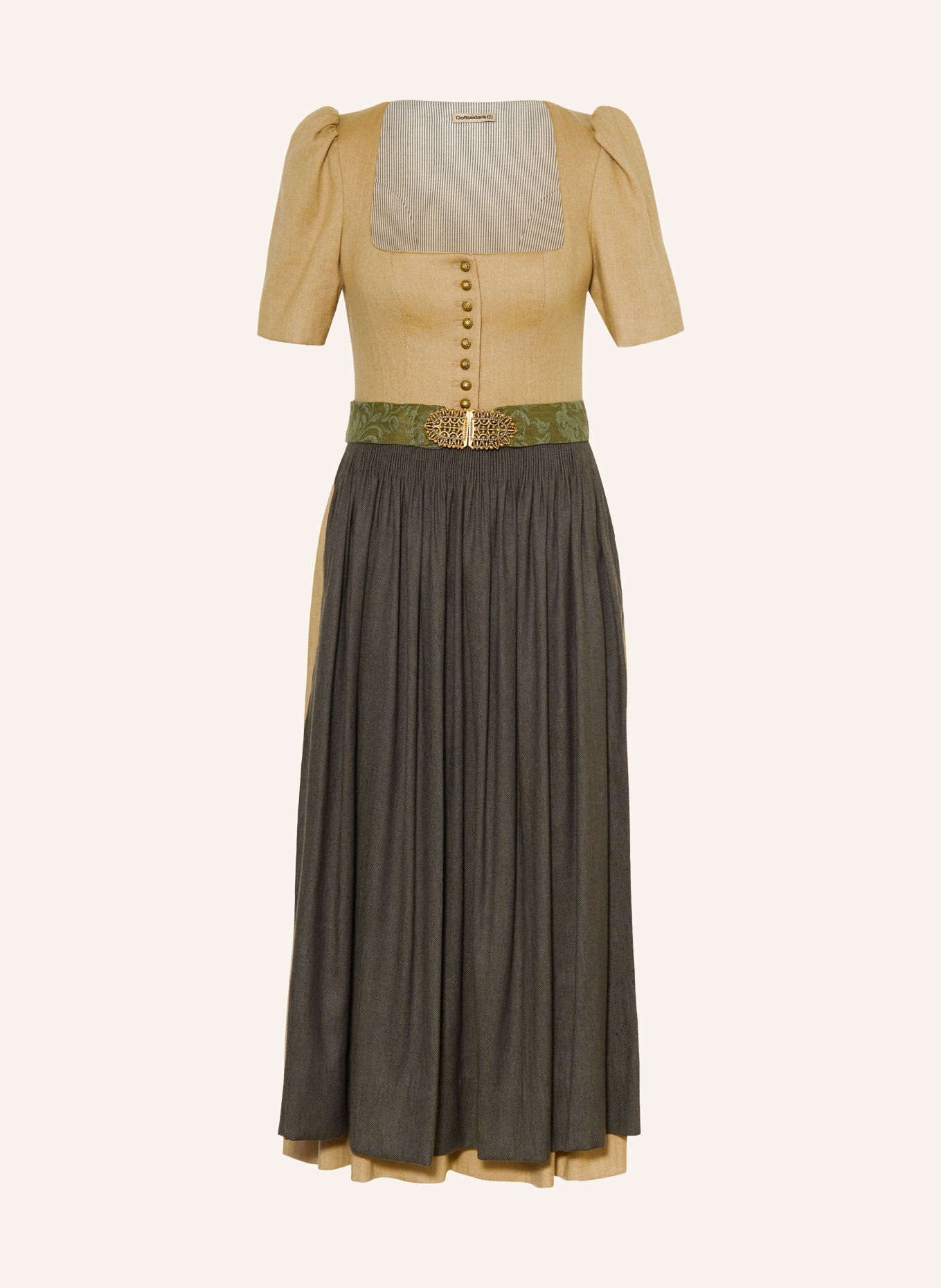 Gottseidank Dirndl HANNI mit Leinen: BEIGE / CREME / OLIV