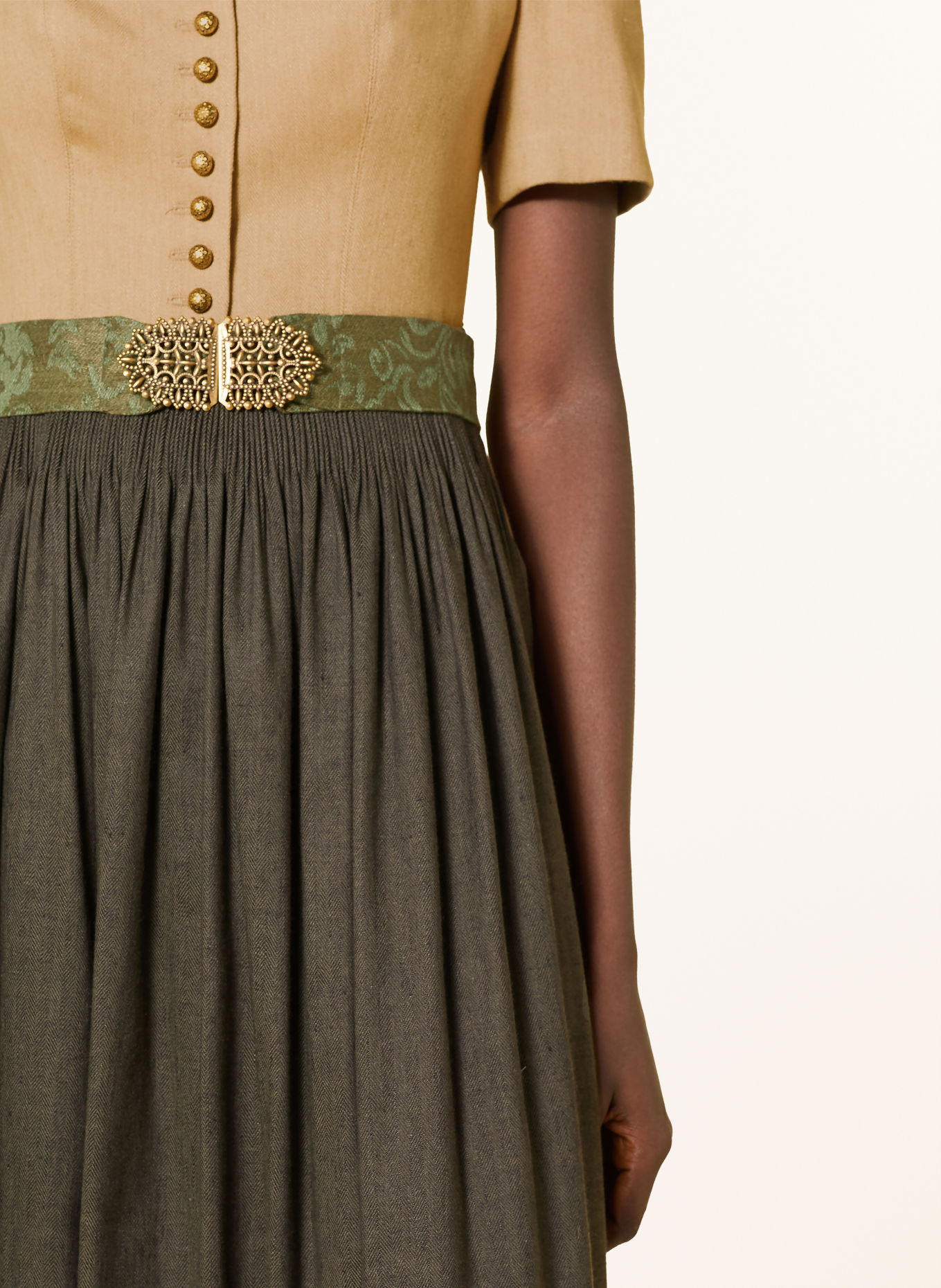 Gottseidank Dirndl HANNI mit Leinen: BEIGE / CREME / OLIV
