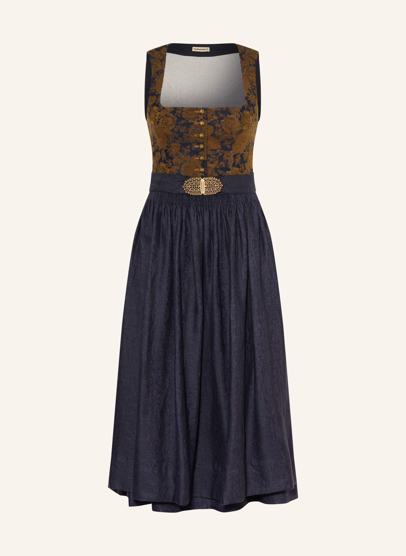 Gottseidank MONIKA Dirndl: DARK BLUE / GOLD