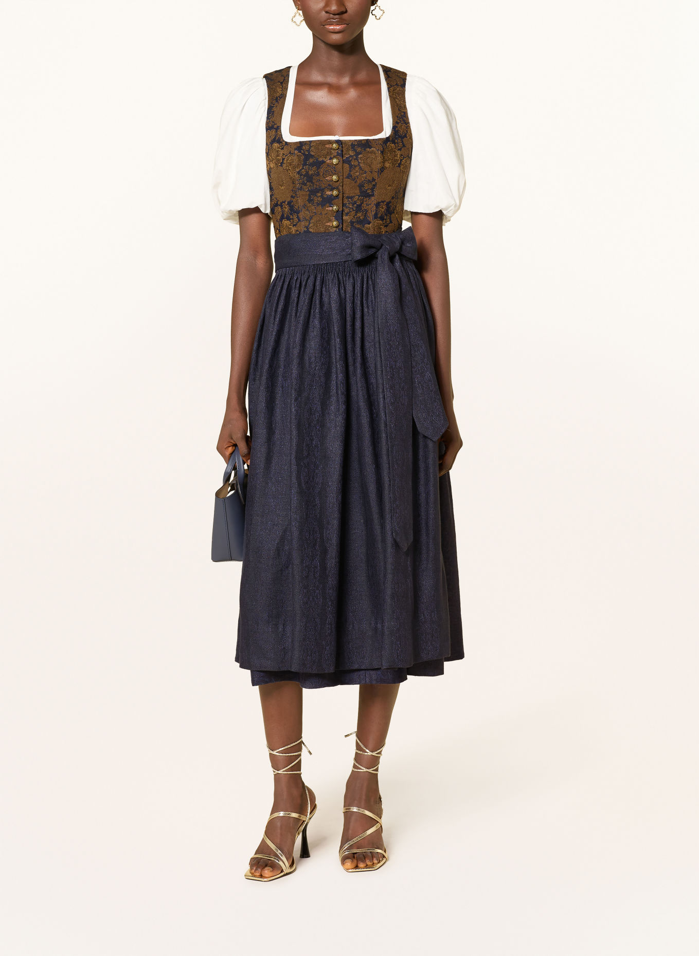 Gottseidank MONIKA Dirndl: DARK BLUE / GOLD