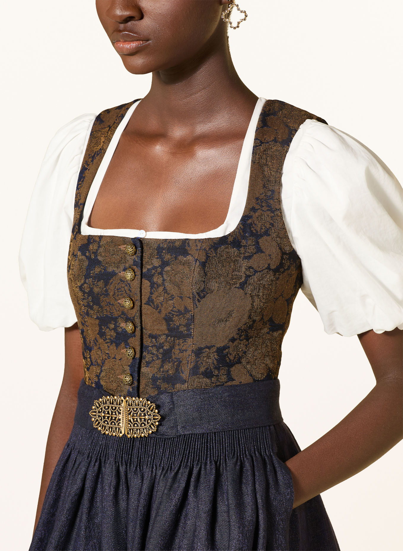 Gottseidank MONIKA Dirndl: DARK BLUE / GOLD