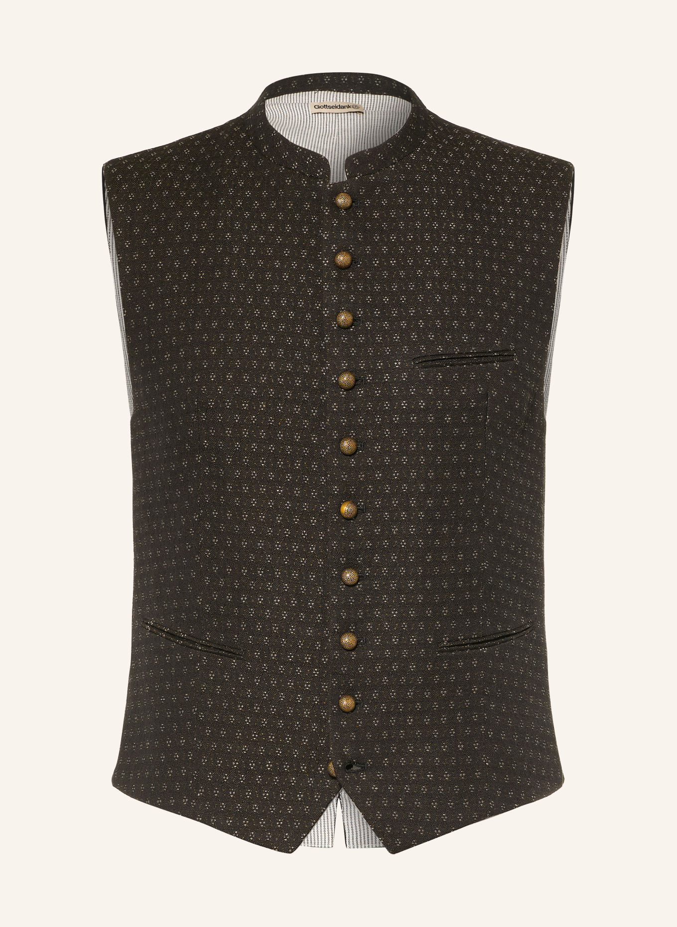 Gottseidank Veste sans manches traditionnelle KONSTANTIN en mélange de matières: OLIVE / NOIR