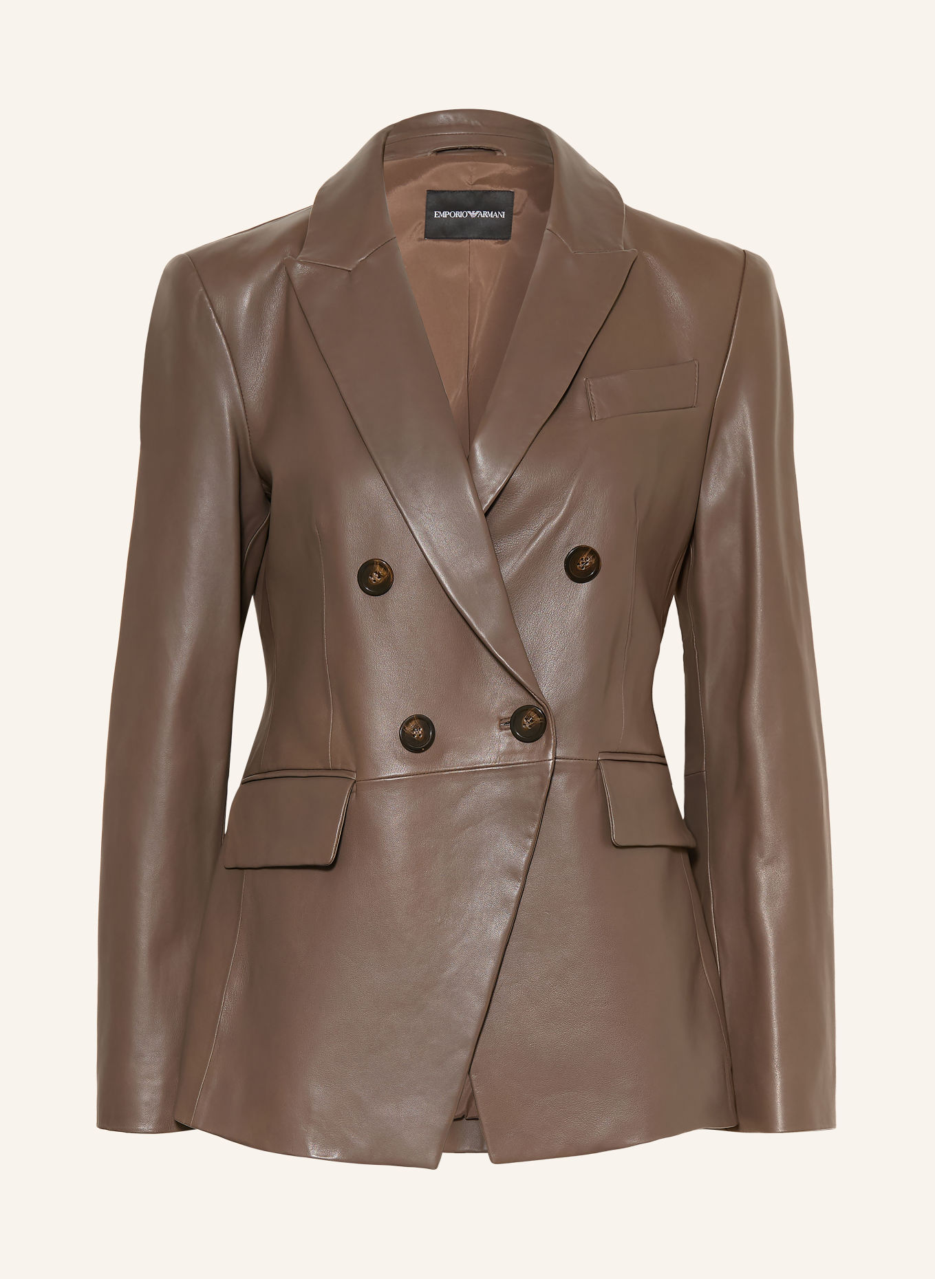 EMPORIO ARMANI Leren blazer: TAUPE
