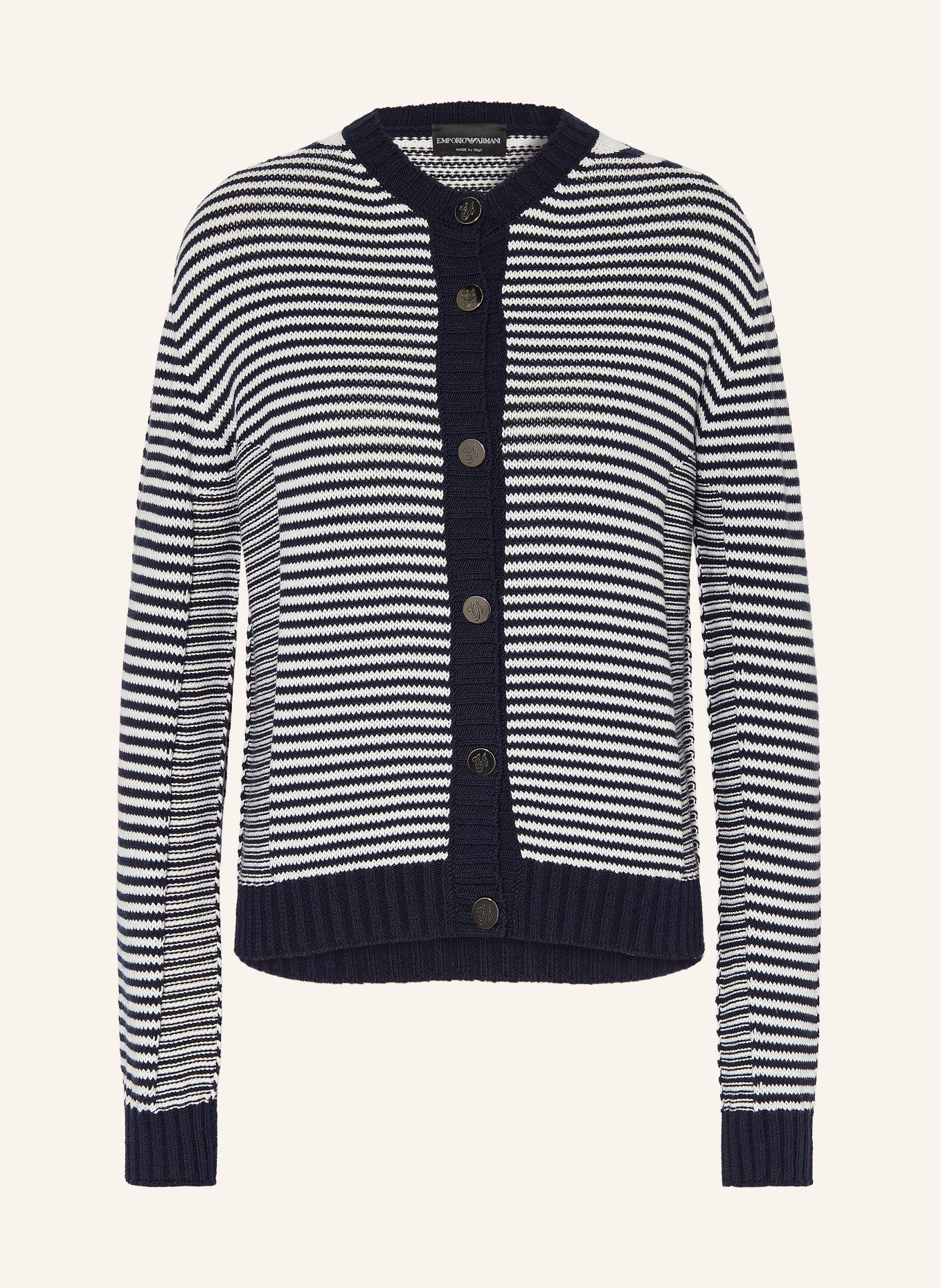 EMPORIO ARMANI Strickjacke: DUNKELBLAU / WEISS