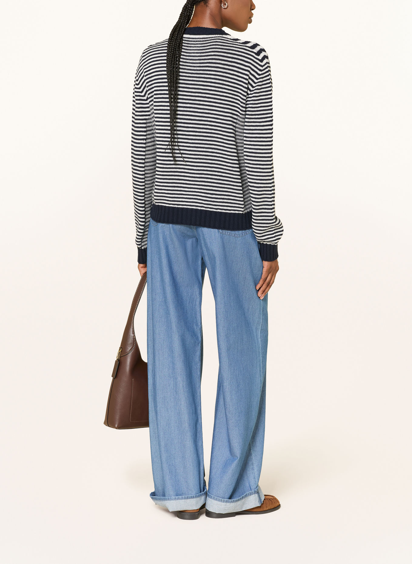 EMPORIO ARMANI Strickjacke: DUNKELBLAU / WEISS