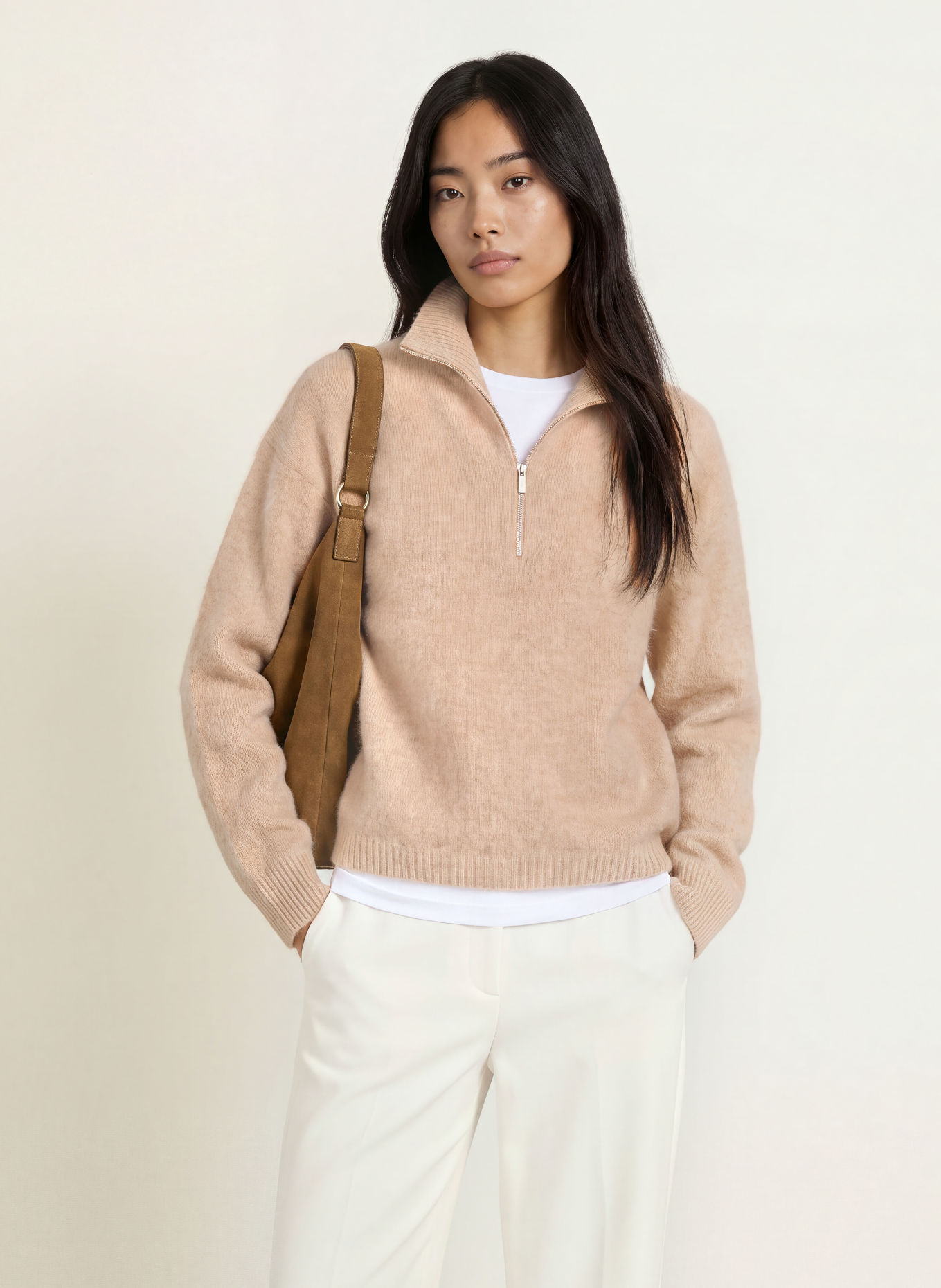 darling harbour Half-zip sweater: SAND