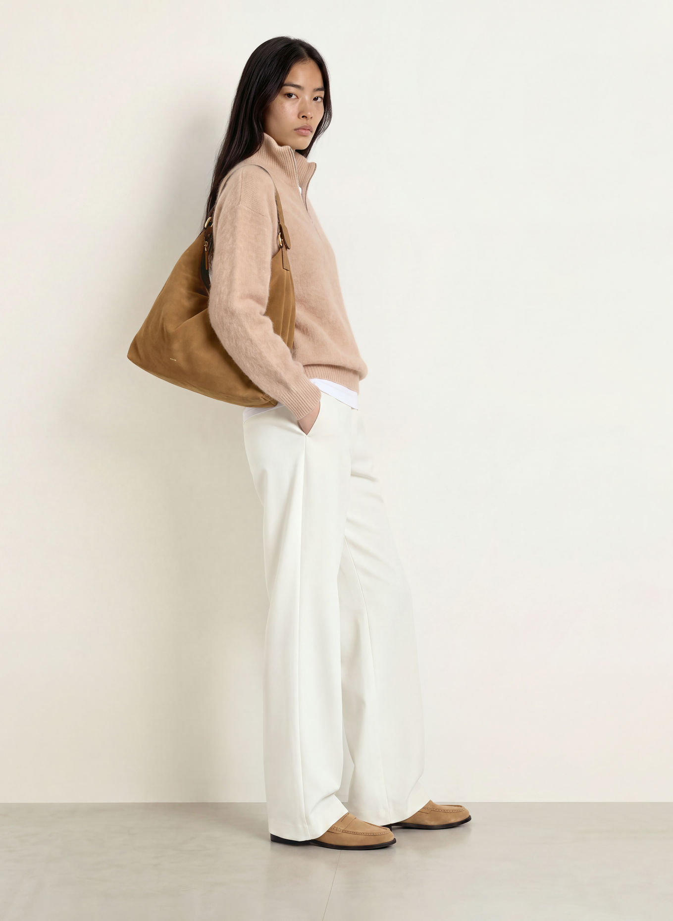 darling harbour Half-zip sweater: SAND