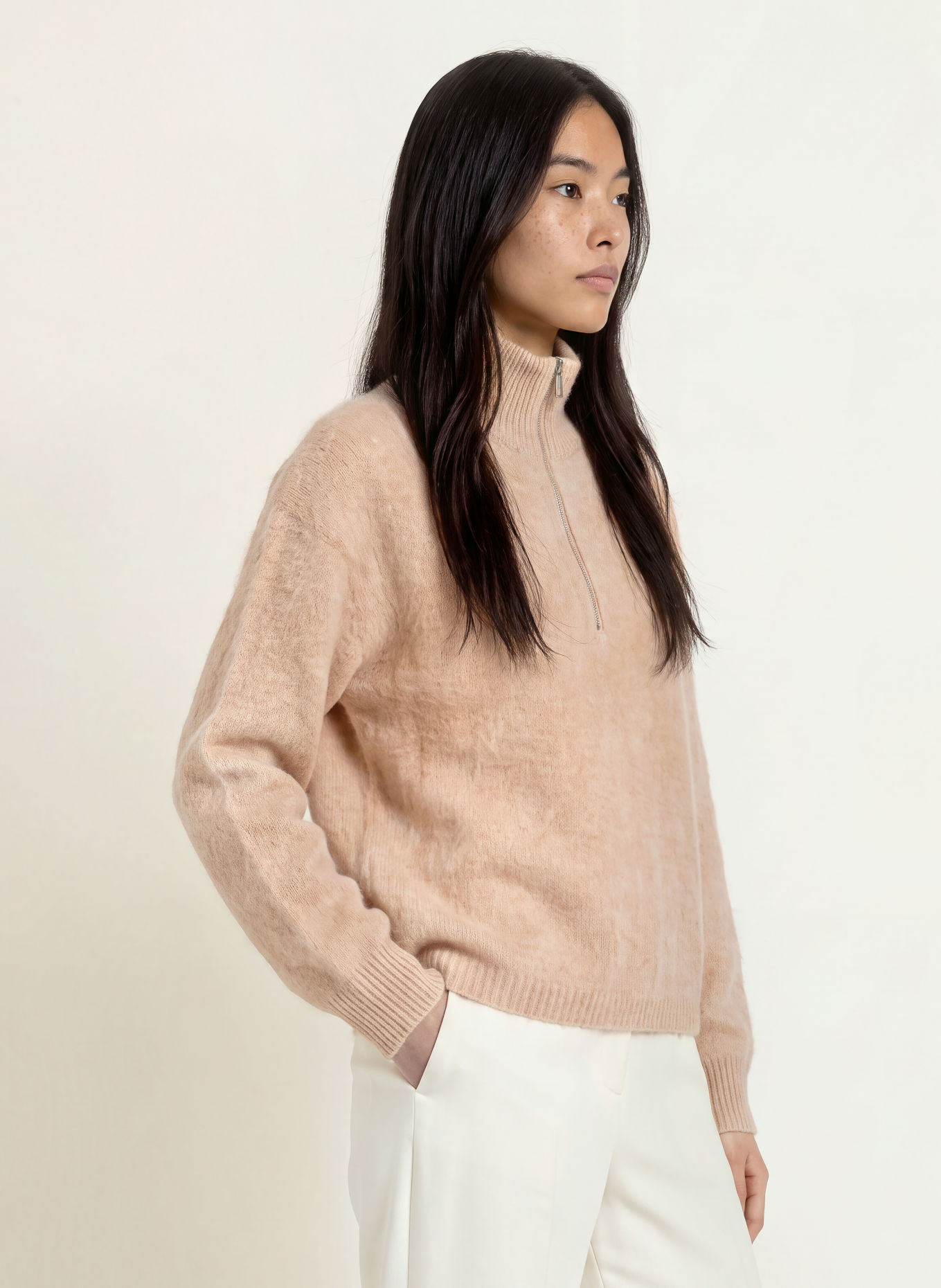 darling harbour Half-zip sweater: SAND