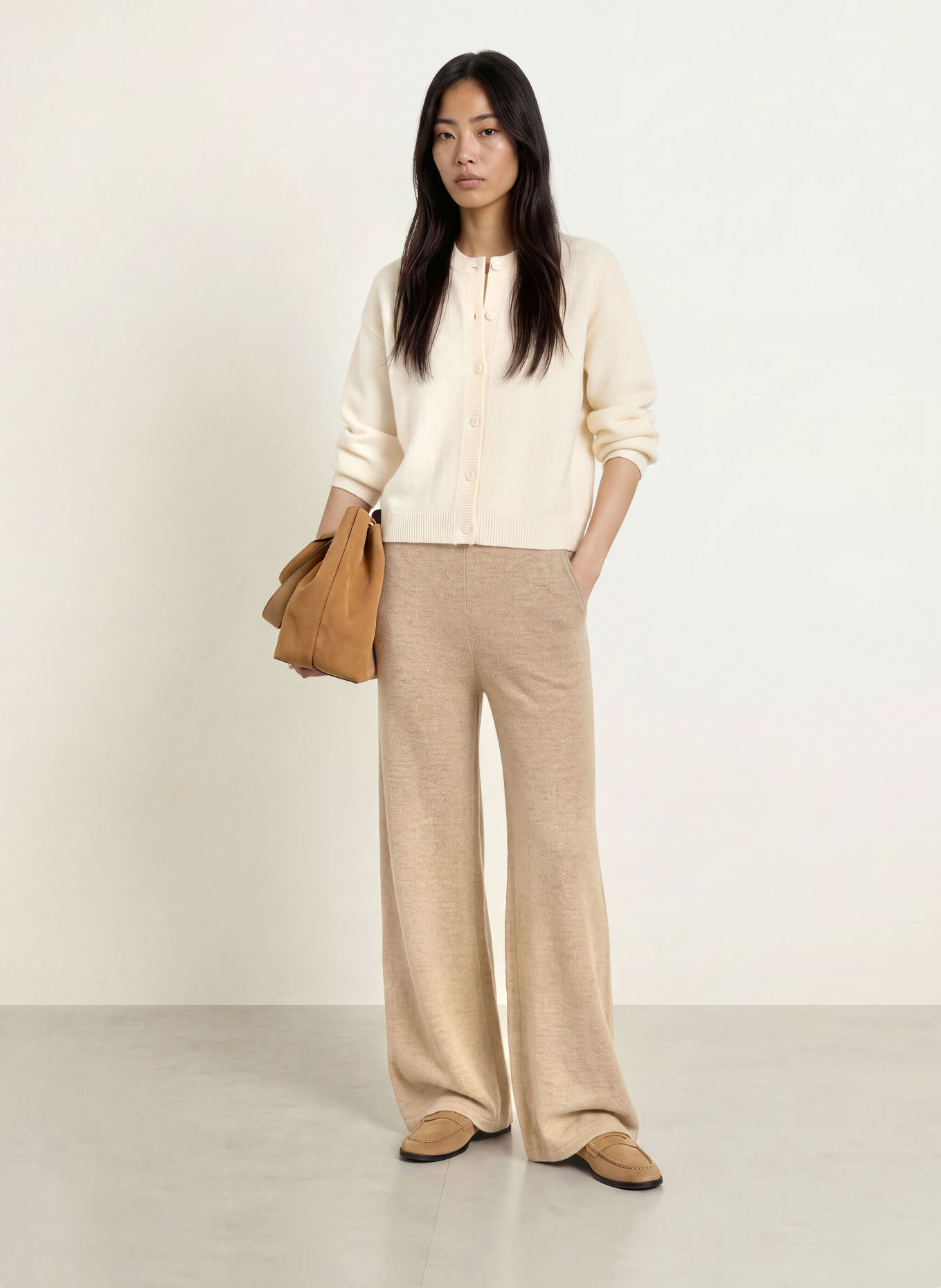 darling harbour Pantalon en maille: TAUPE MELANGE