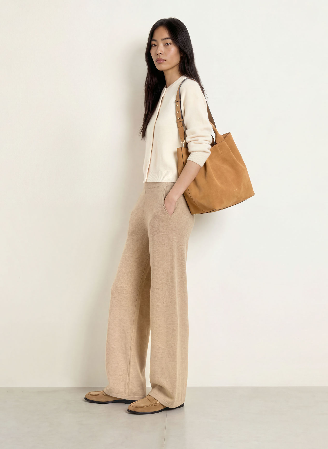 darling harbour Pantalon en maille: TAUPE MELANGE