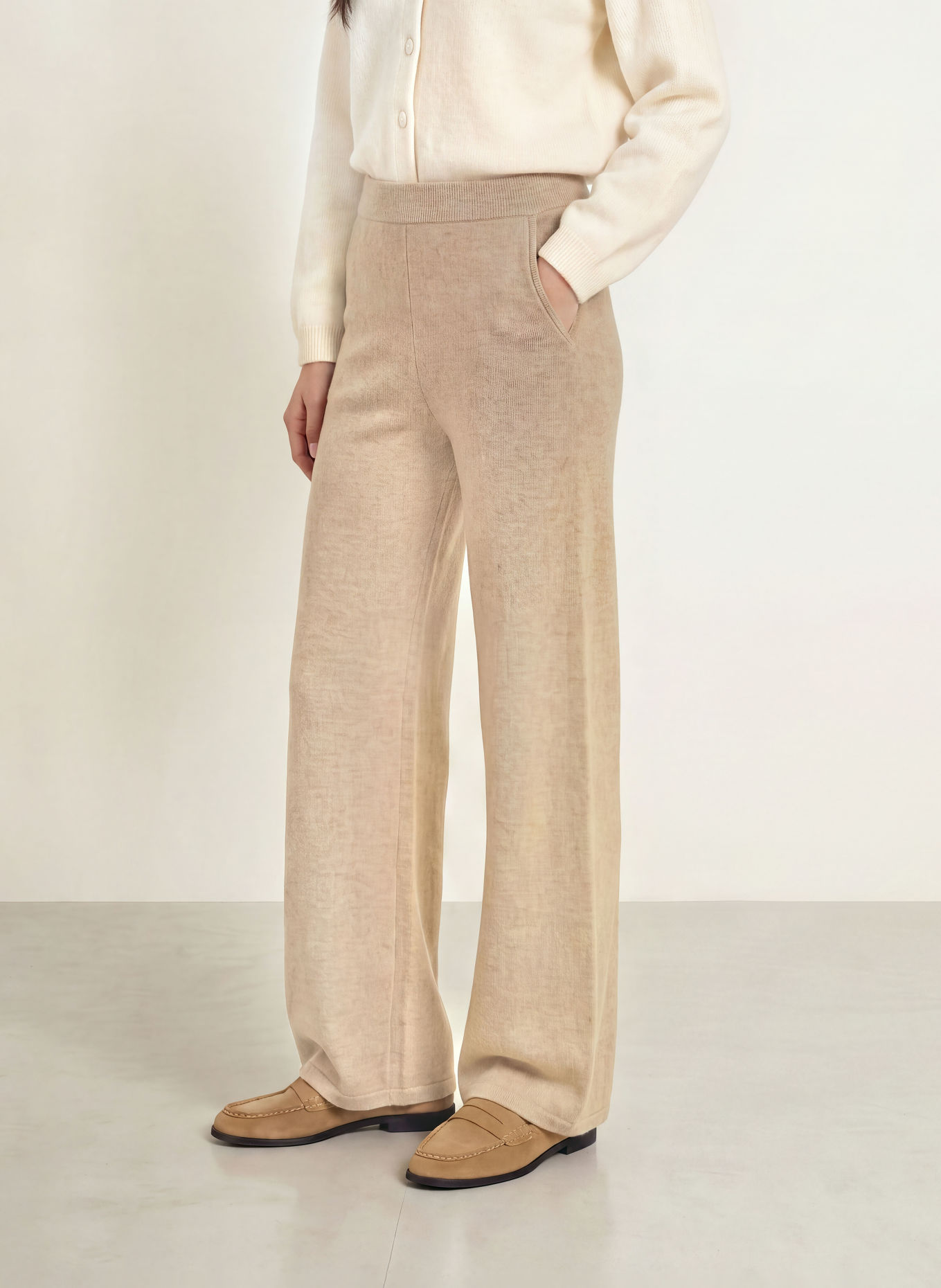 darling harbour Pantalon en maille: TAUPE MELANGE