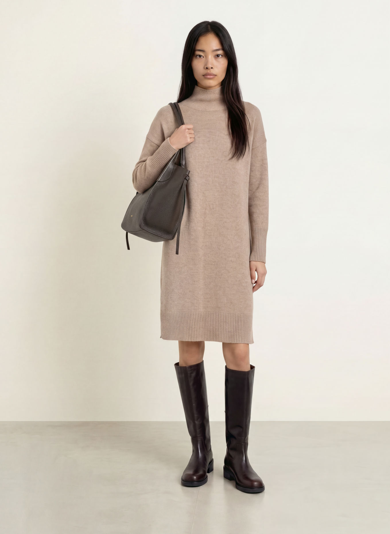 darling harbour Knit dress: TAUPE MELANGE