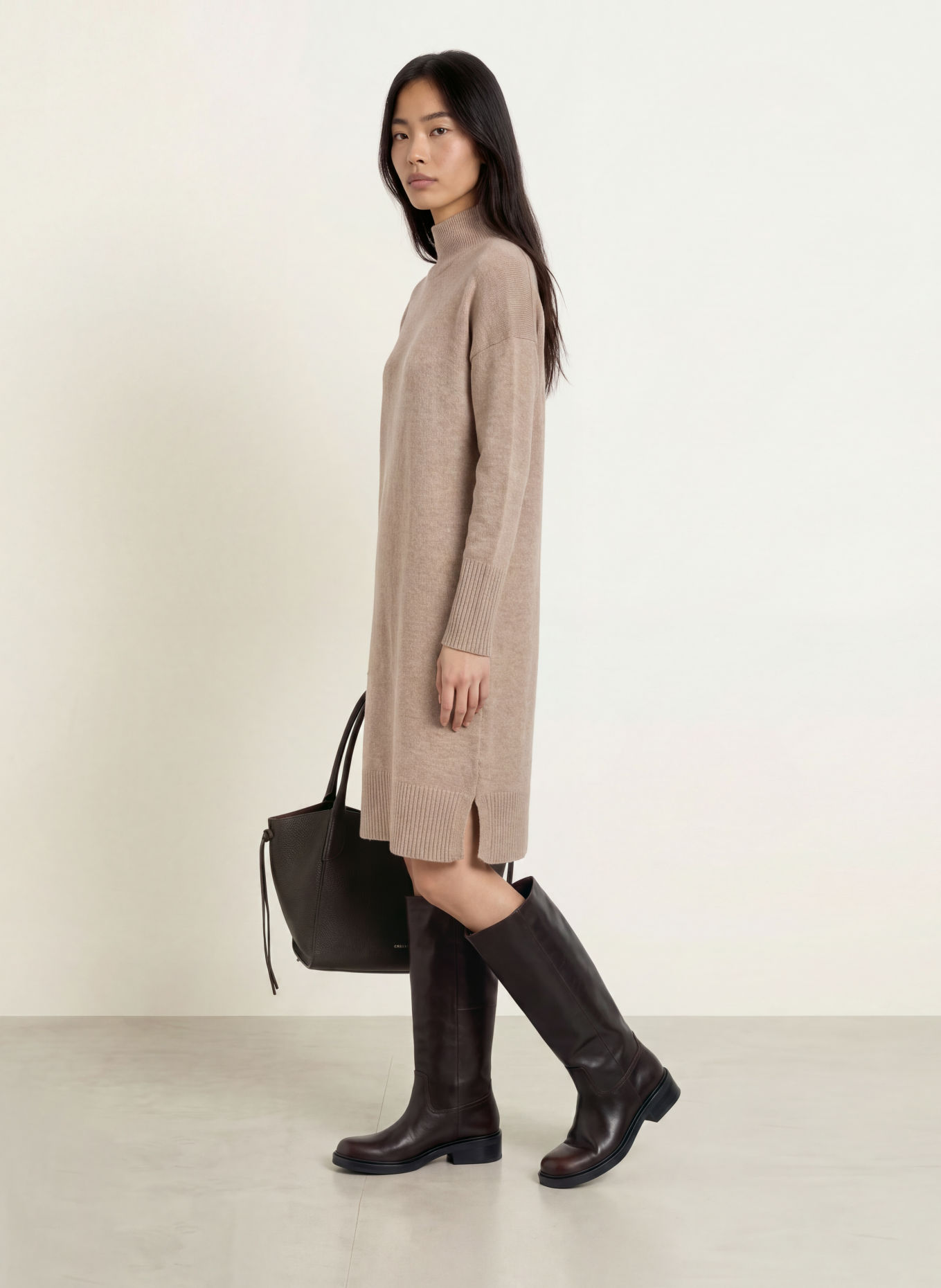 darling harbour Knit dress: TAUPE MELANGE