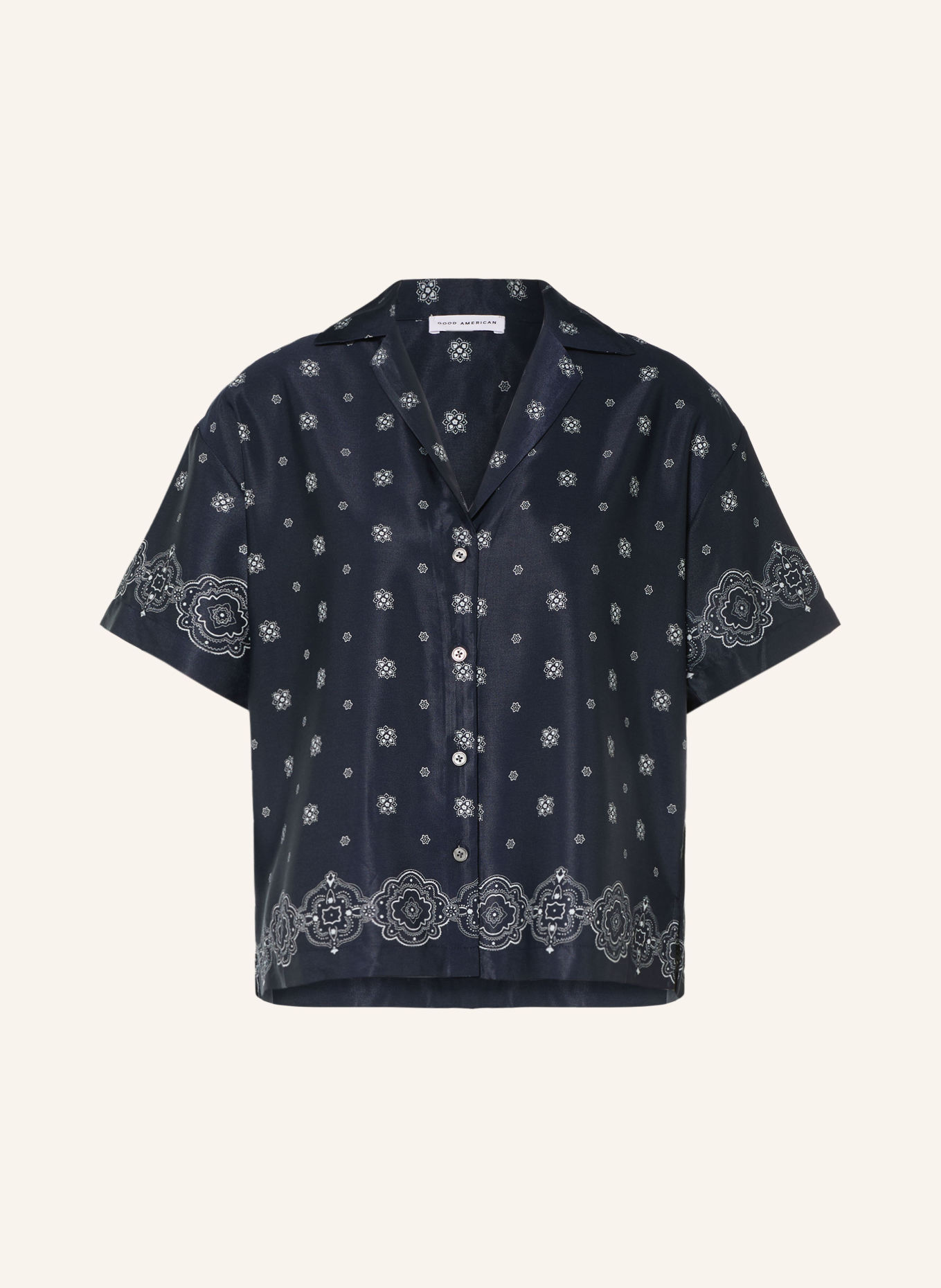 GOOD AMERICAN Bluse: DUNKELBLAU / ECRU