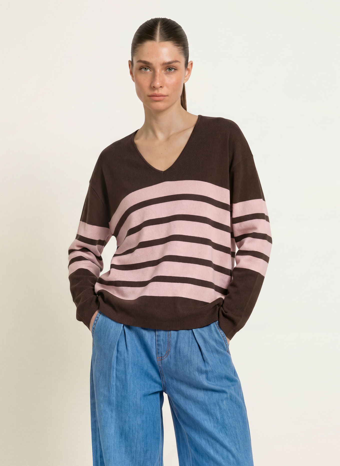 InWear Pull TILDAIW: MARRON FONCÉ / ROSE