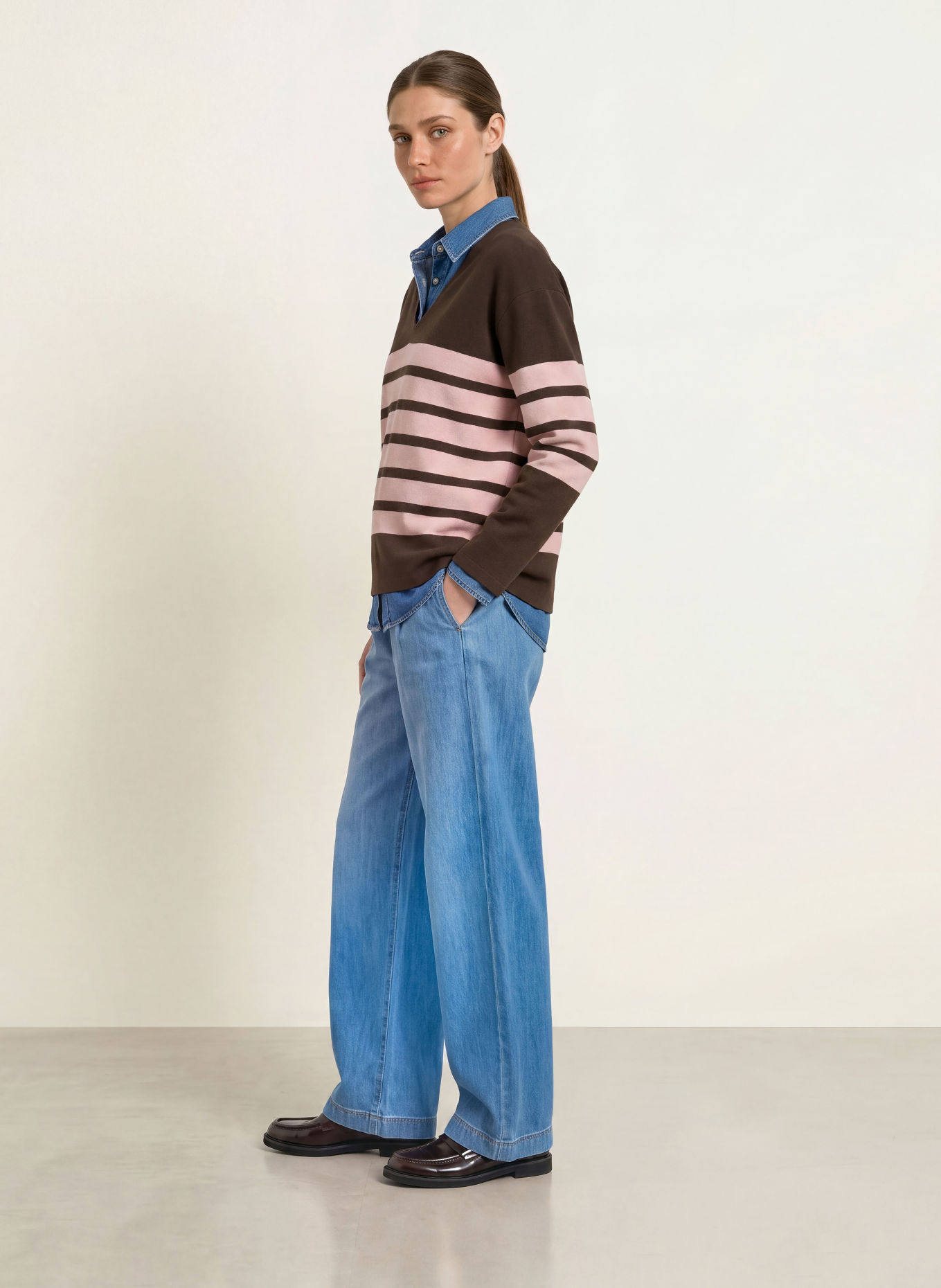 InWear Pull TILDAIW: MARRON FONCÉ / ROSE