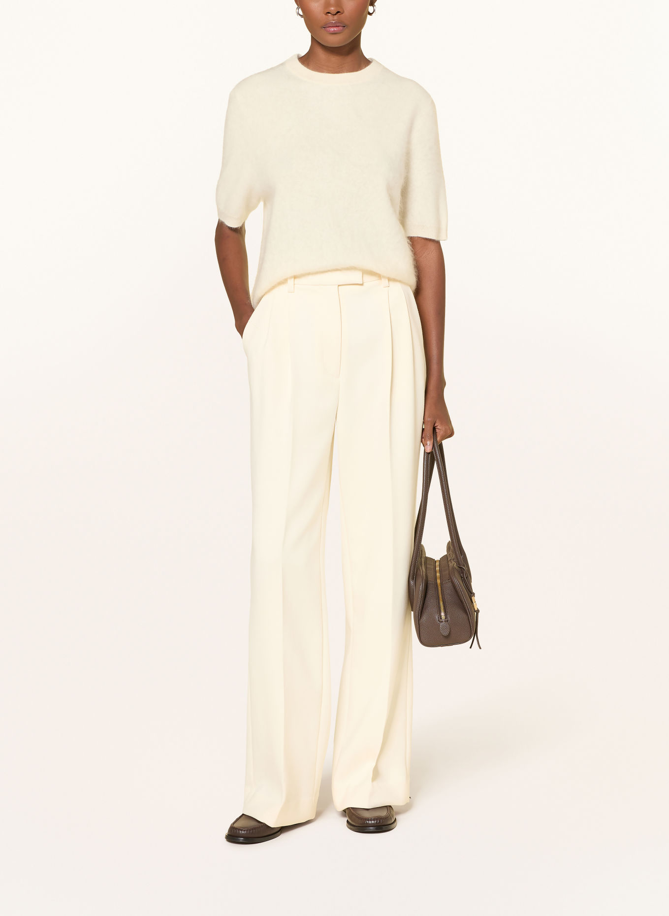 SOFT GOAT Cashmere knit shirt: WHITE