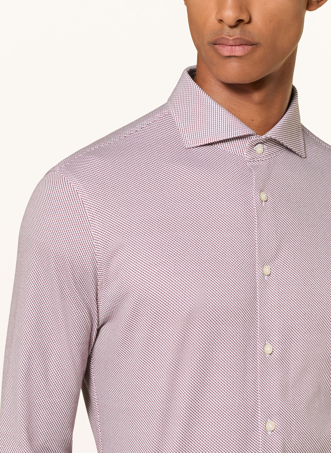 DESOTO Jerseyhemd Slim Fit: DUNKELROT / GRAU / WEISS