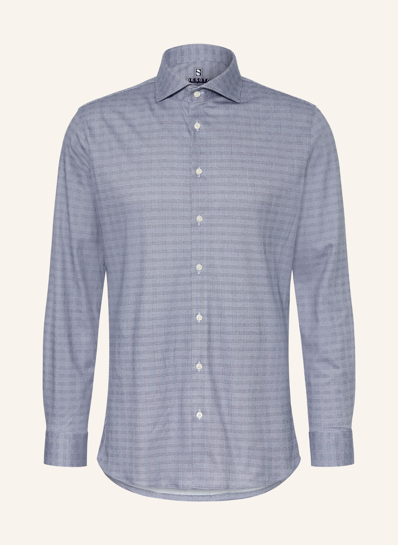 DESOTO Jerseyhemd Slim Fit: WEISS / DUNKELBLAU