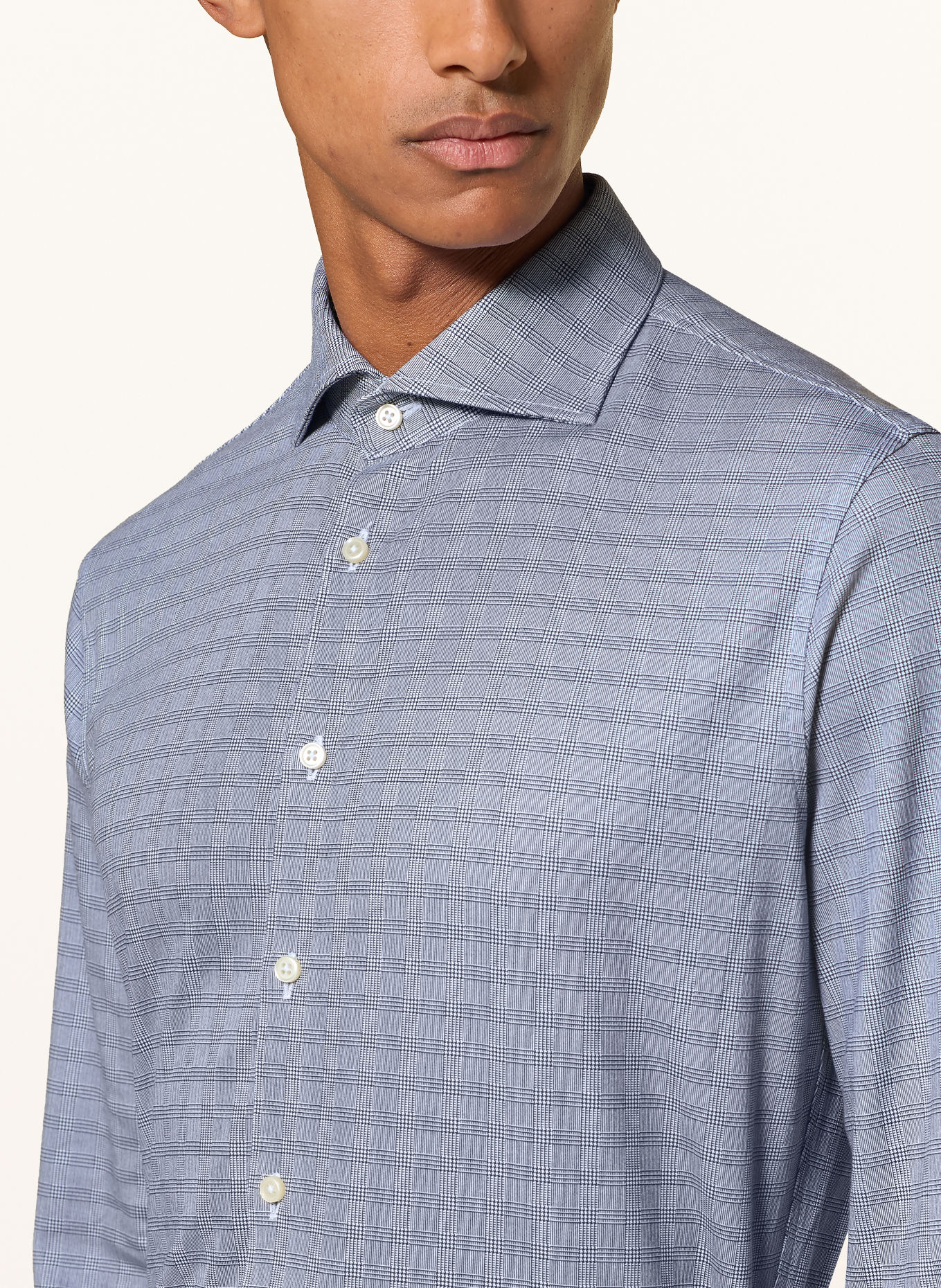 DESOTO Jerseyhemd Slim Fit: WEISS / DUNKELBLAU