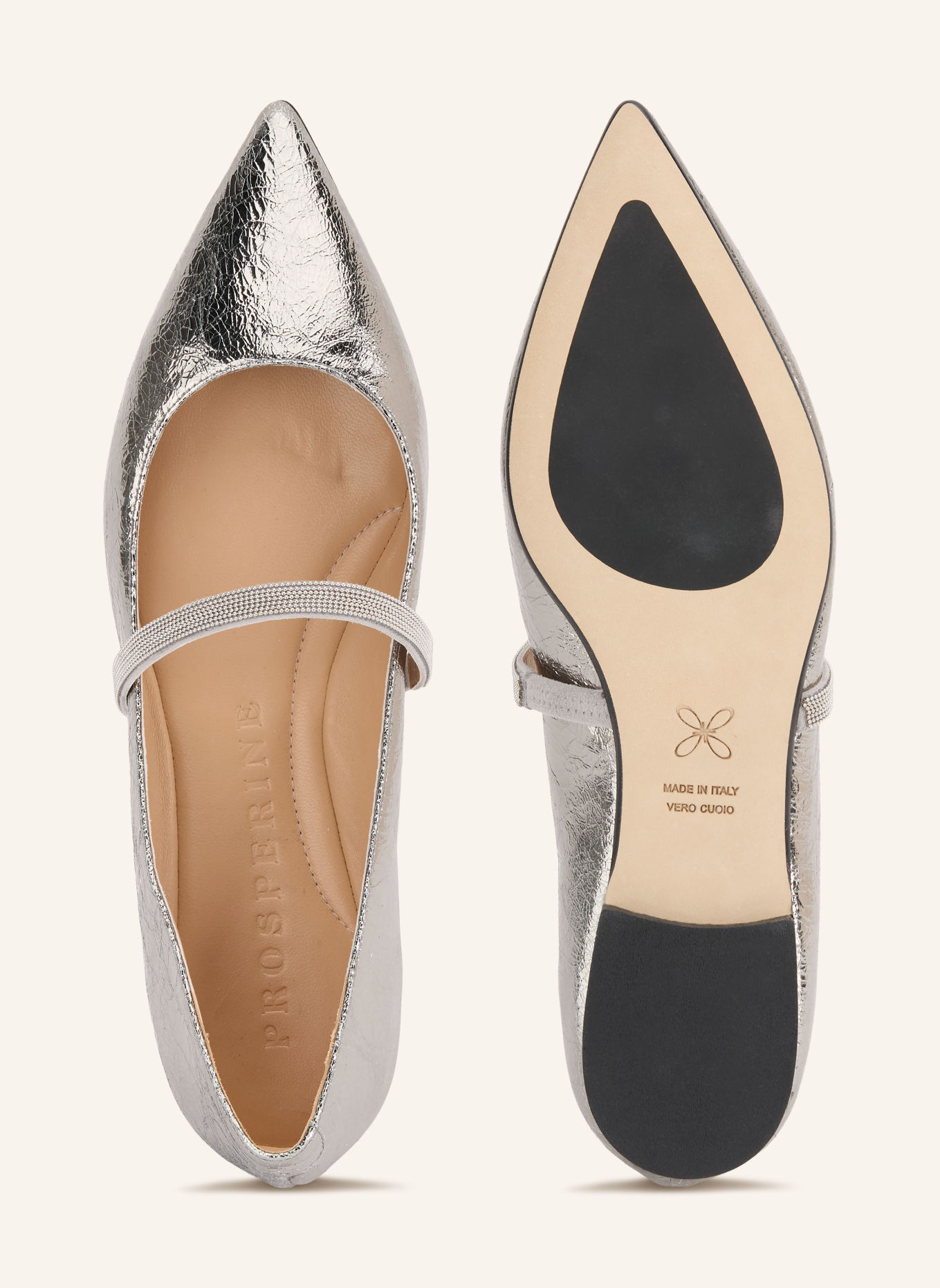 PROSPERINE Mary-Jane-Ballerinas mit Schmucksteinen: SILBER