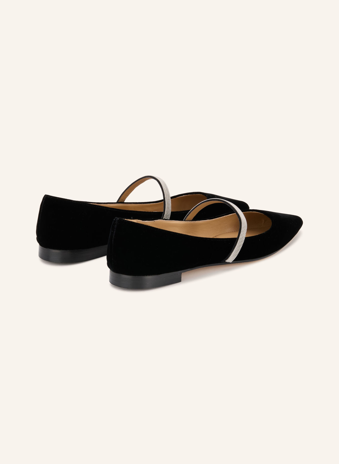 PROSPERINE Mary-Jane ballerina's met sierstenen: ZWART / ZILVER