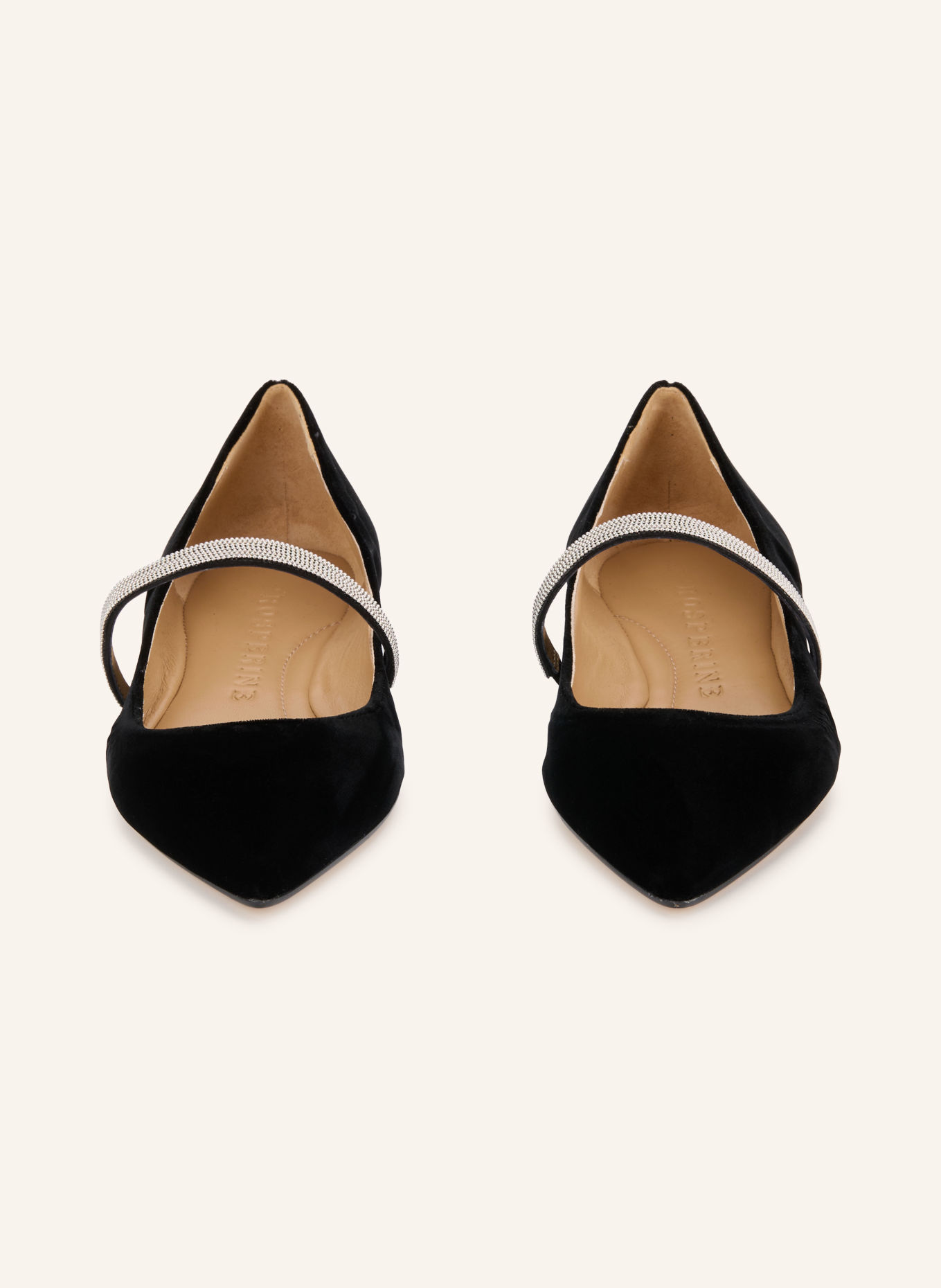 PROSPERINE Mary-Jane ballerina's met sierstenen: ZWART / ZILVER