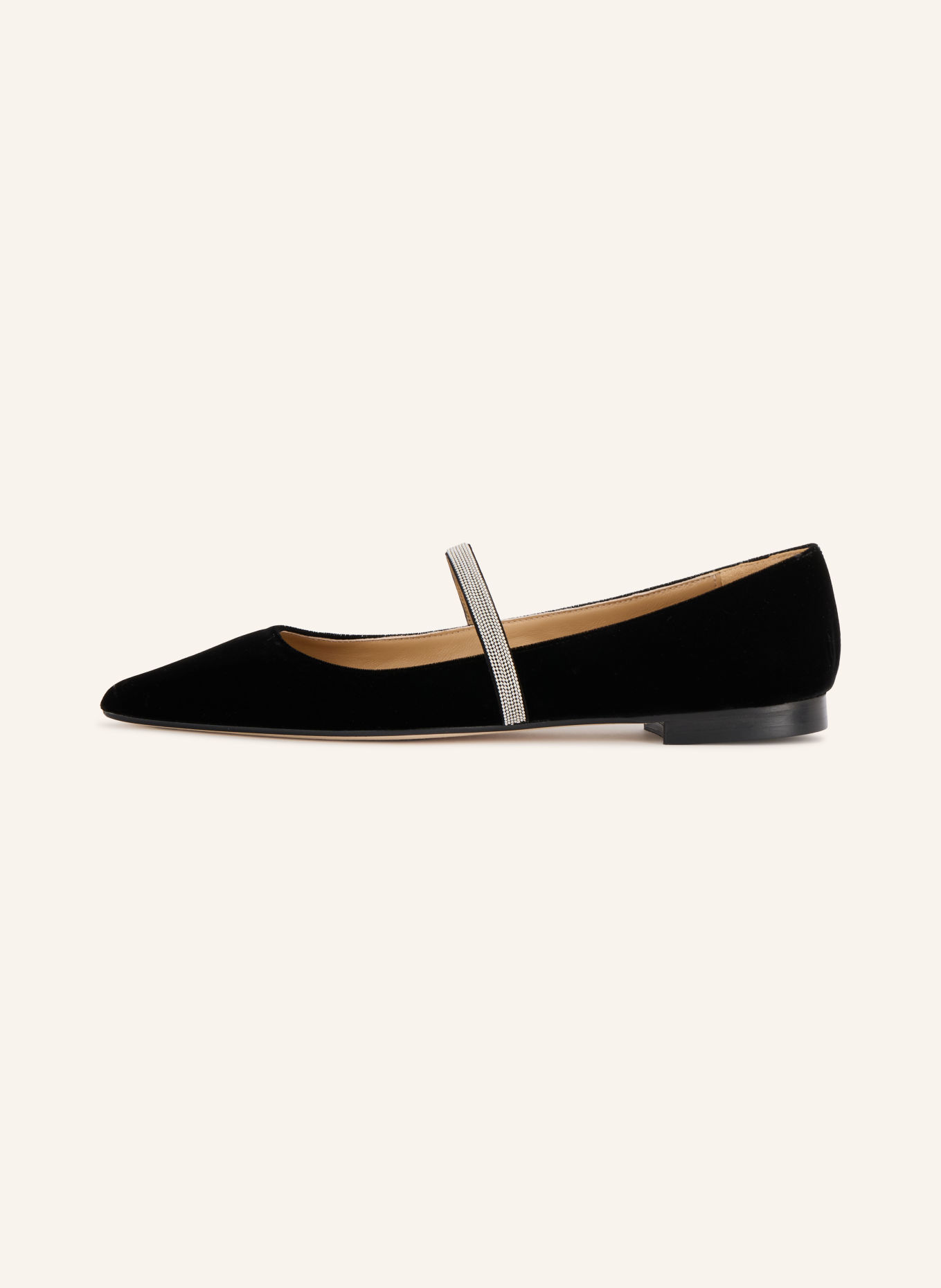 PROSPERINE Mary-Jane ballerina's met sierstenen: ZWART / ZILVER