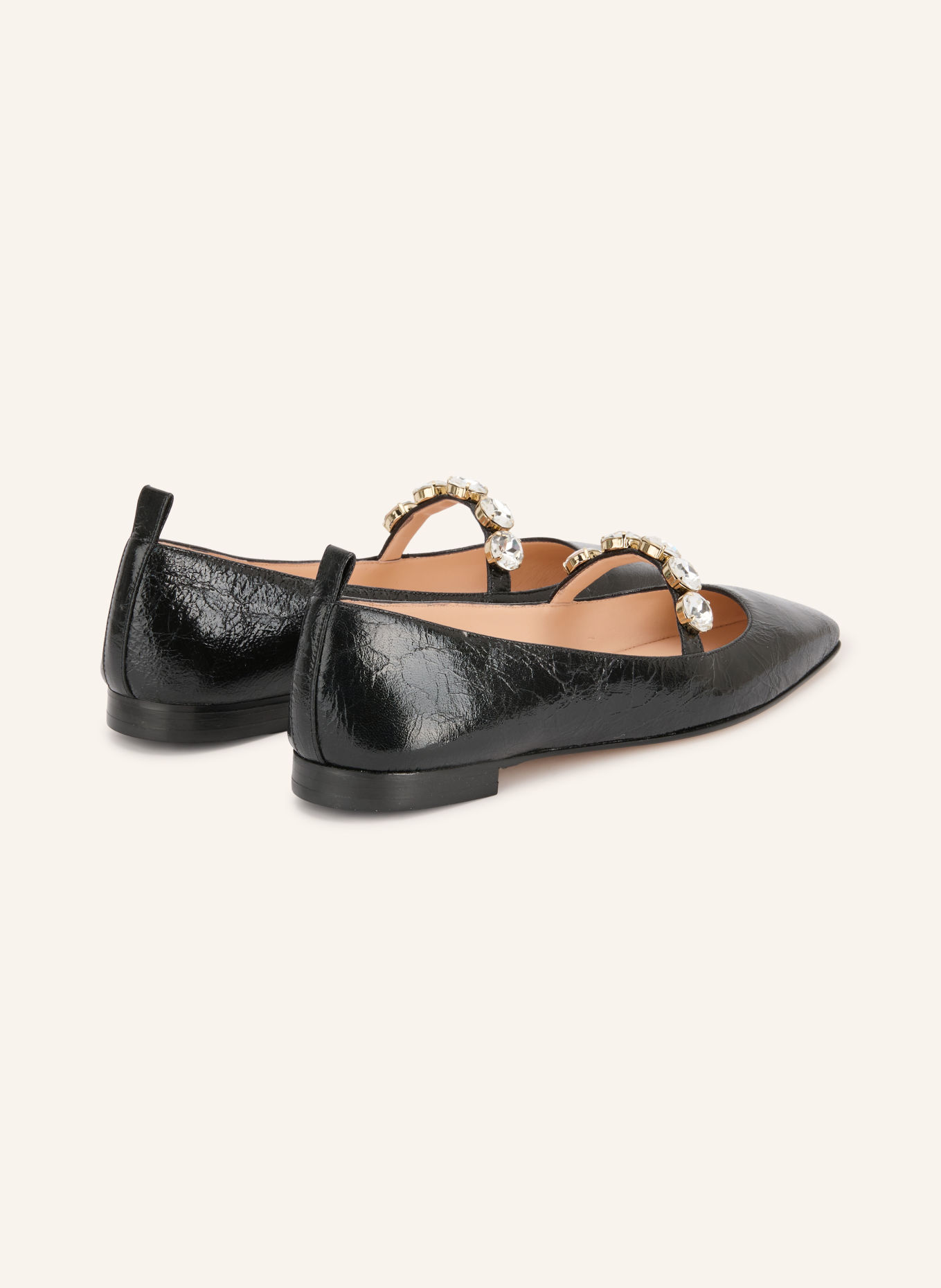PROSPERINE Mary-Jane ballerina's met sierstenen: ZWART / ZILVER