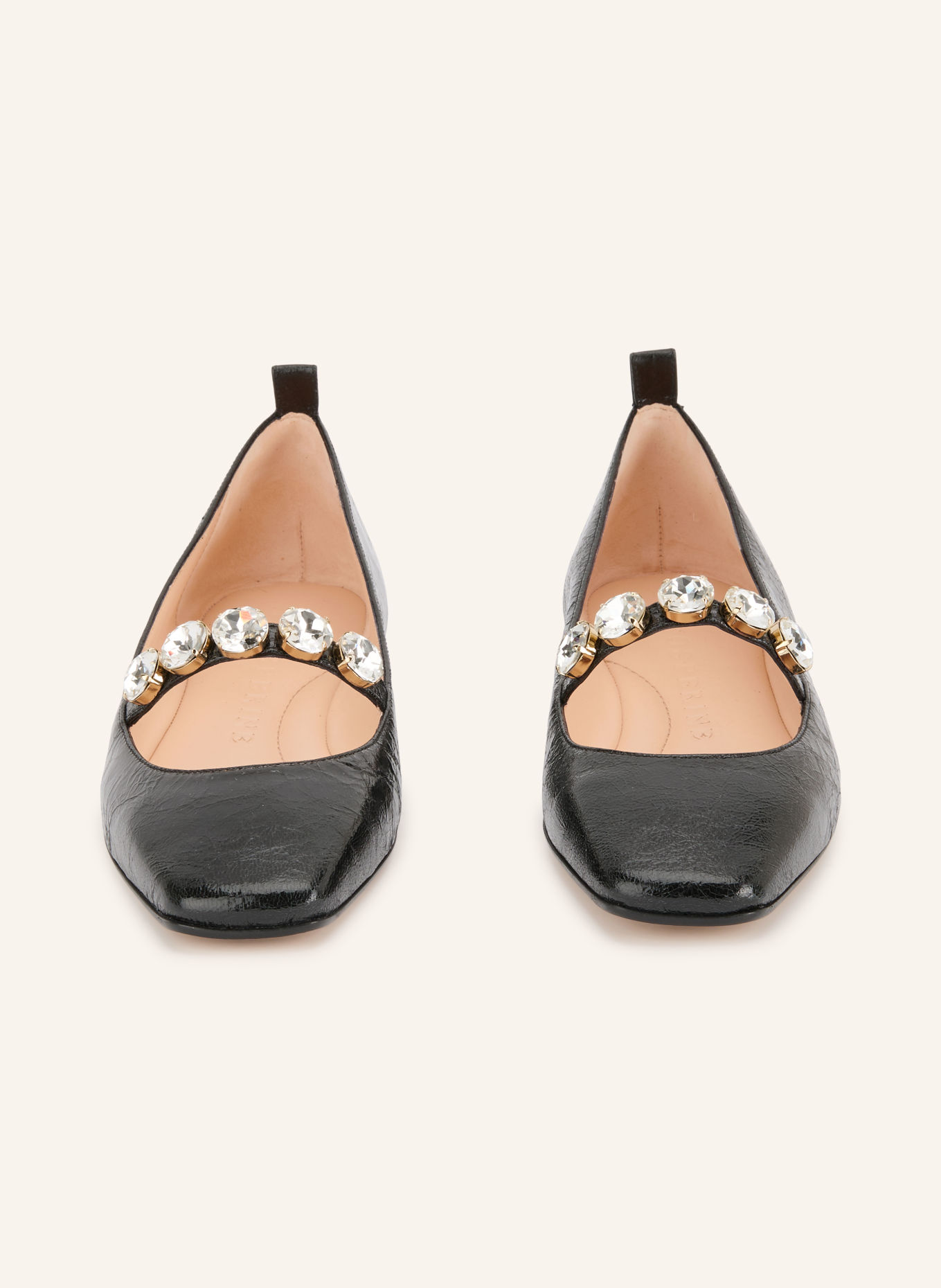 PROSPERINE Mary-Jane ballerina's met sierstenen: ZWART / ZILVER