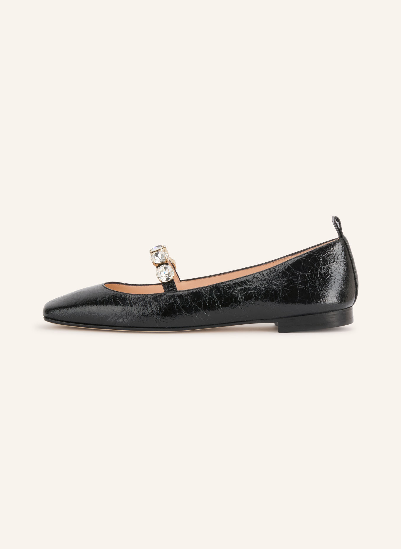 PROSPERINE Mary-Jane ballerina's met sierstenen: ZWART / ZILVER
