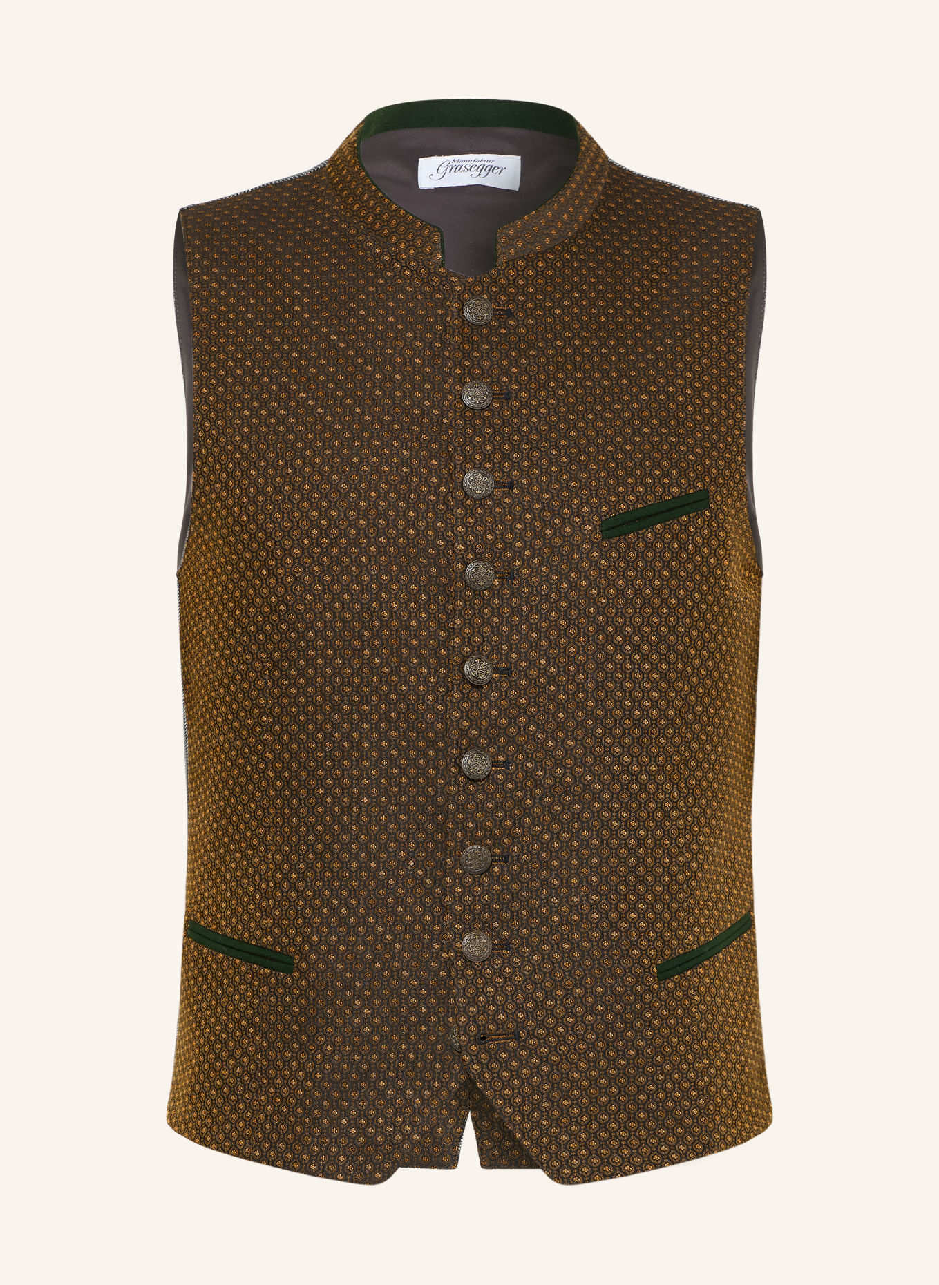Grasegger Veste sans manches traditionnelle KREUZER 5: NOIR / BEIGE / KAKI