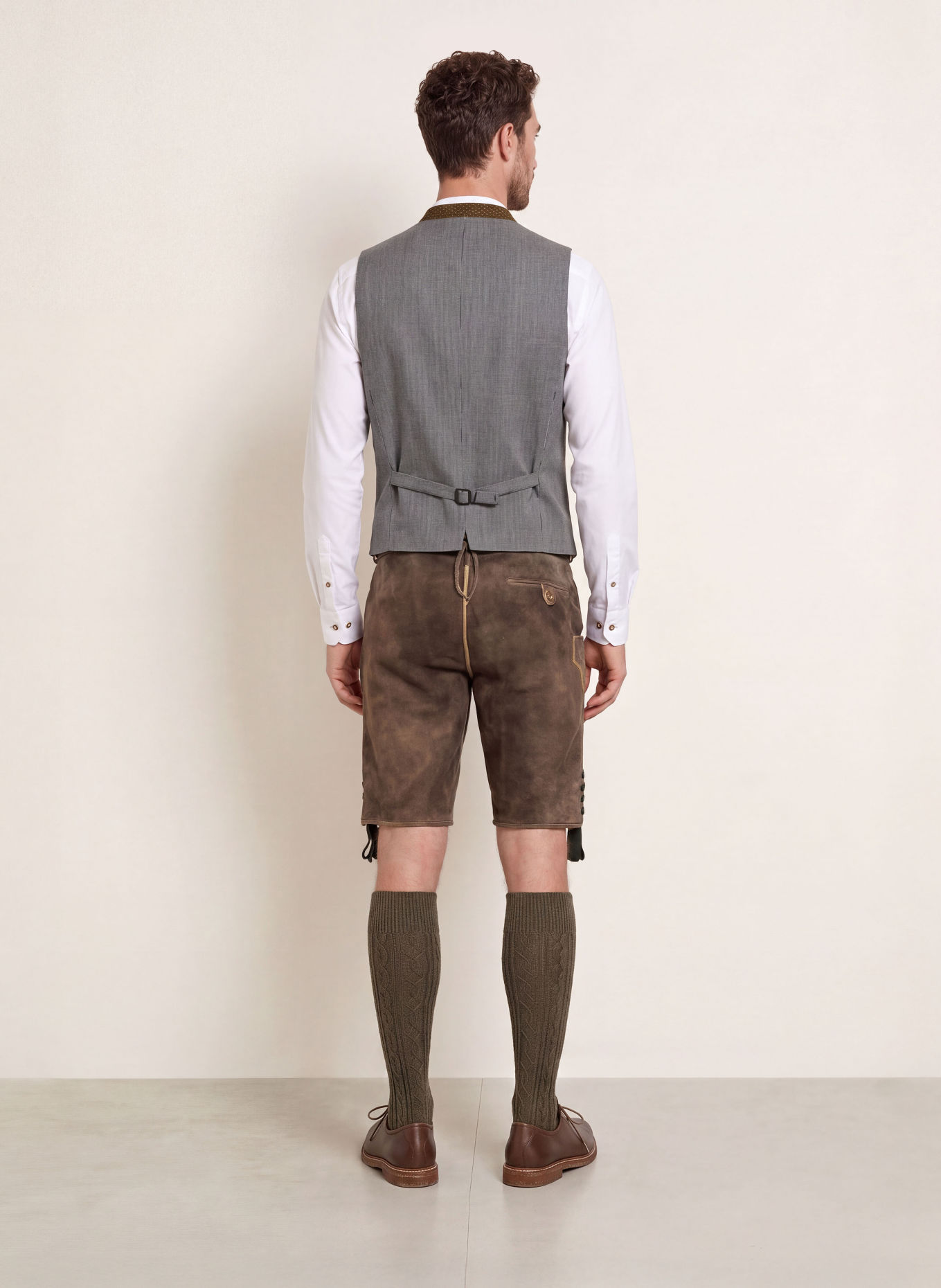 Grasegger Veste sans manches traditionnelle KREUZER 5: NOIR / BEIGE / KAKI