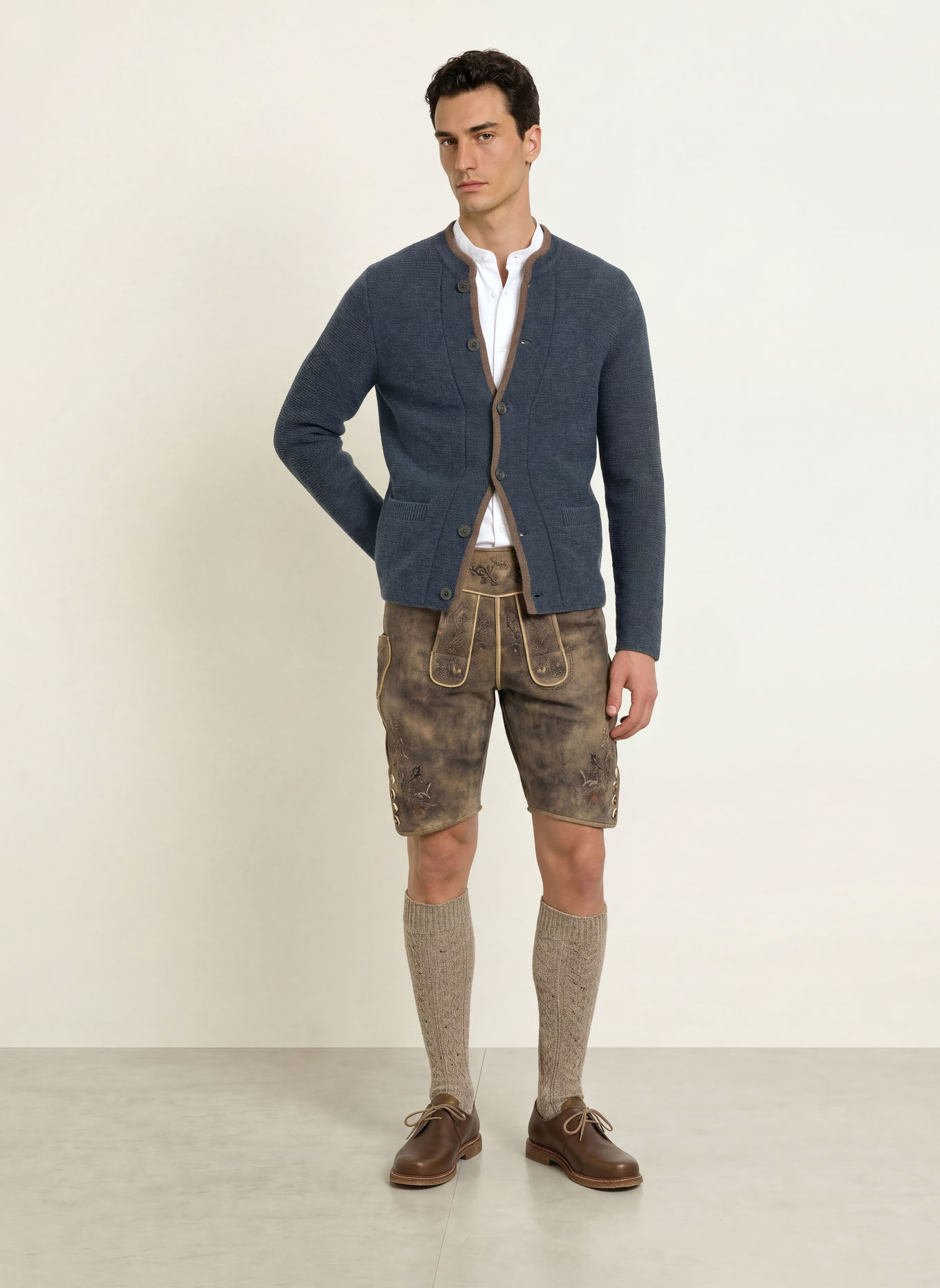 Grasegger Vest HARRY: DONKERBLAUW / MARRON FONCÉ