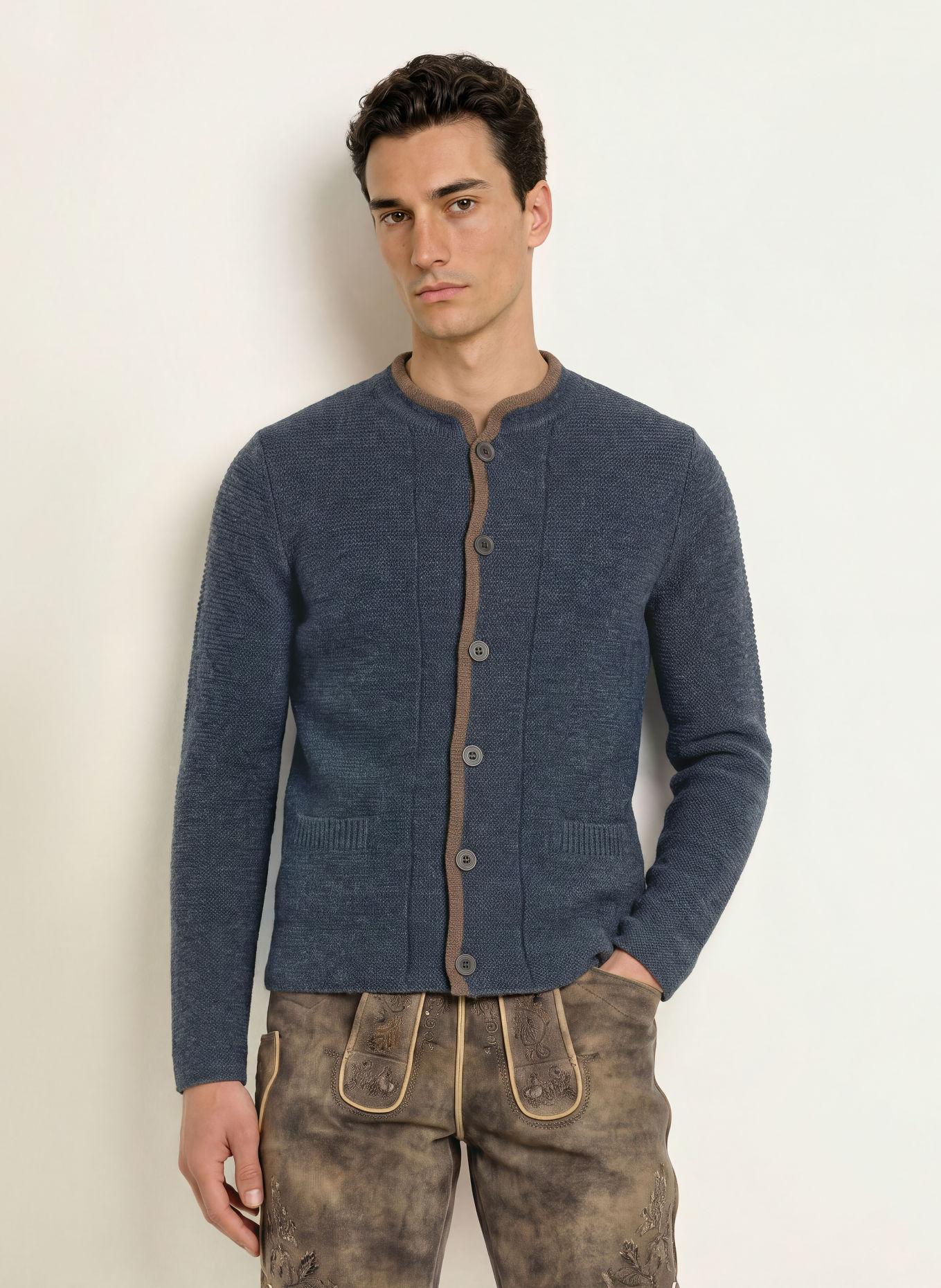 Grasegger Vest HARRY: DONKERBLAUW / MARRON FONCÉ