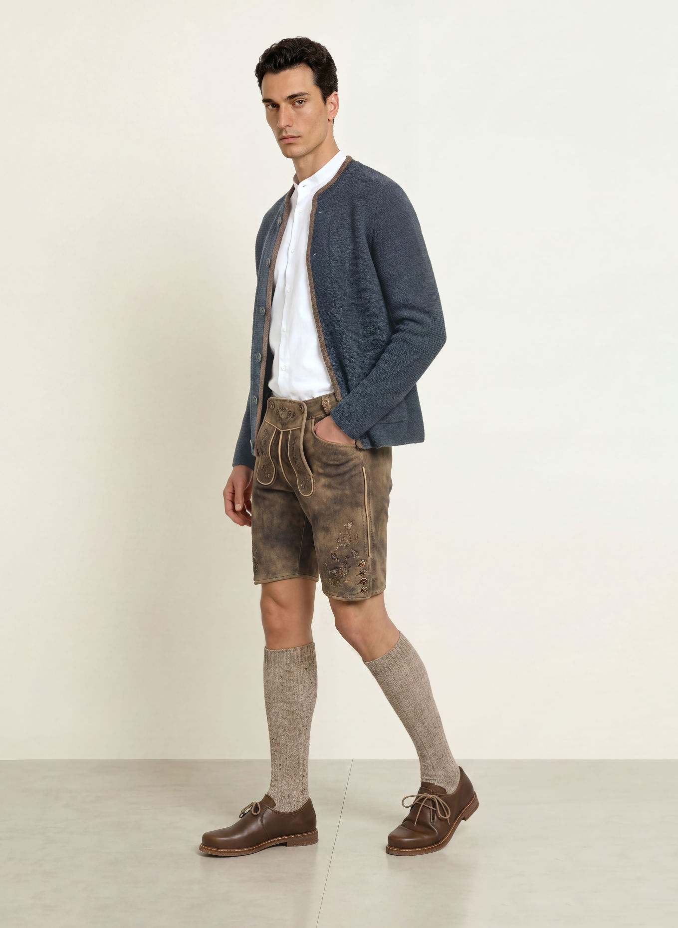 Grasegger Vest HARRY: DONKERBLAUW / MARRON FONCÉ