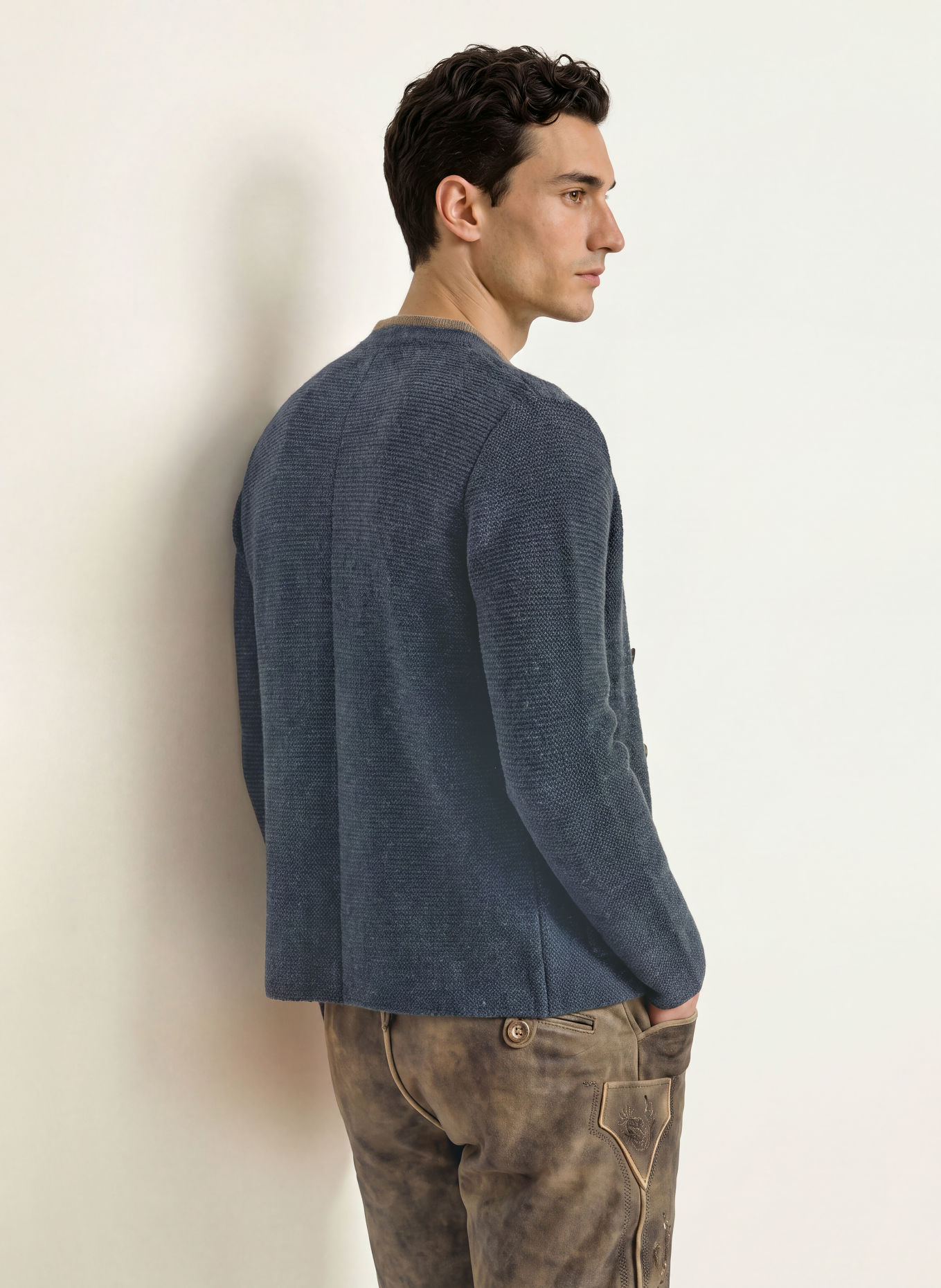 Grasegger Vest HARRY: DONKERBLAUW / MARRON FONCÉ