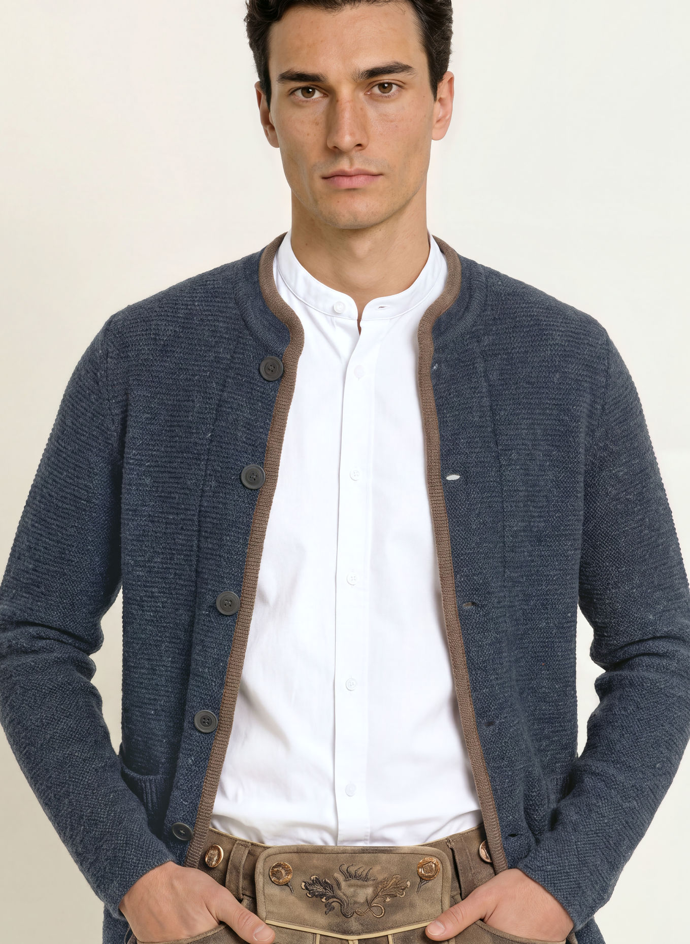 Grasegger Vest HARRY: DONKERBLAUW / MARRON FONCÉ