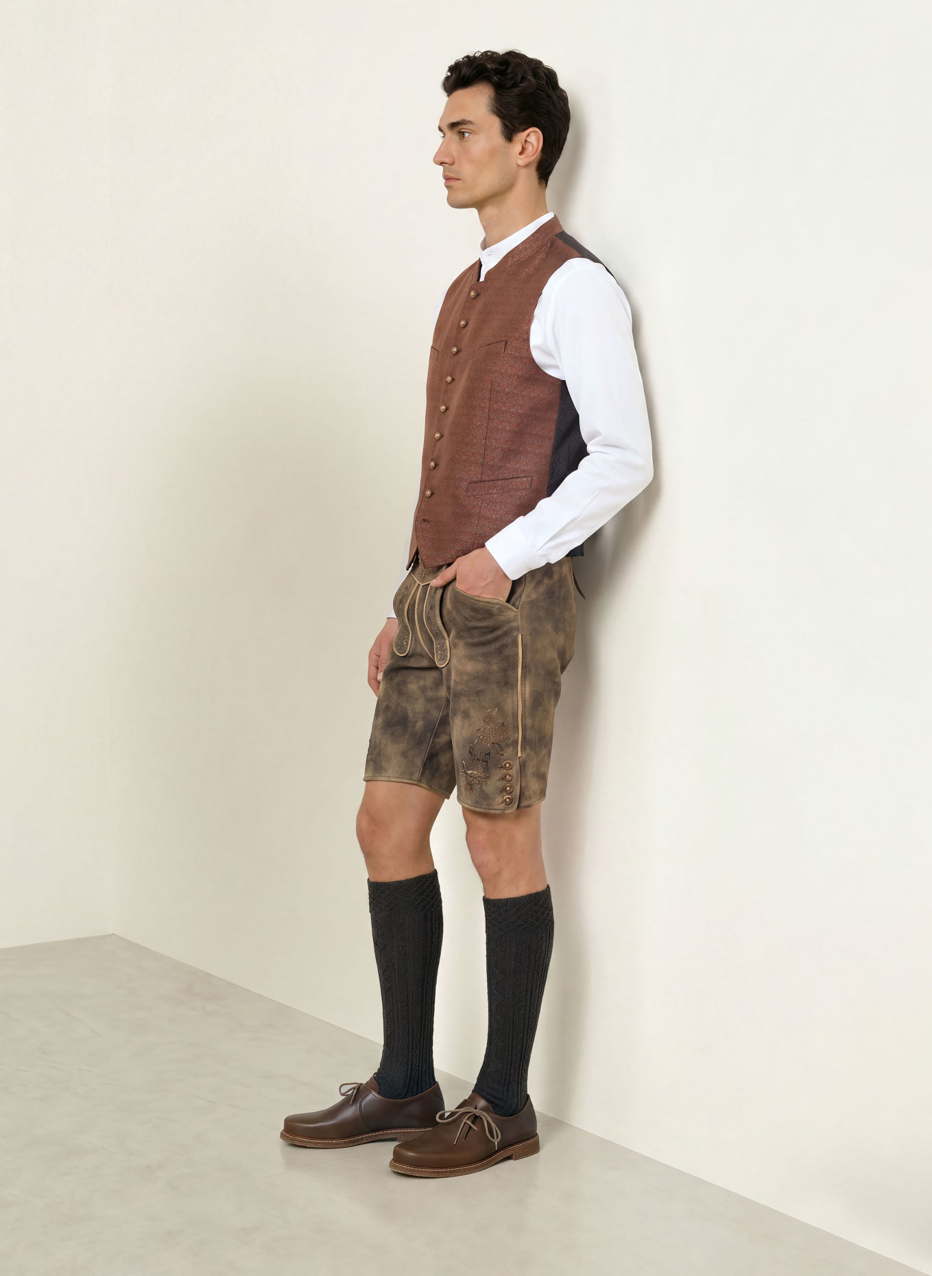 Grasegger VOITL Traditional vest: OLIVE / ROSE / FUCHSIA