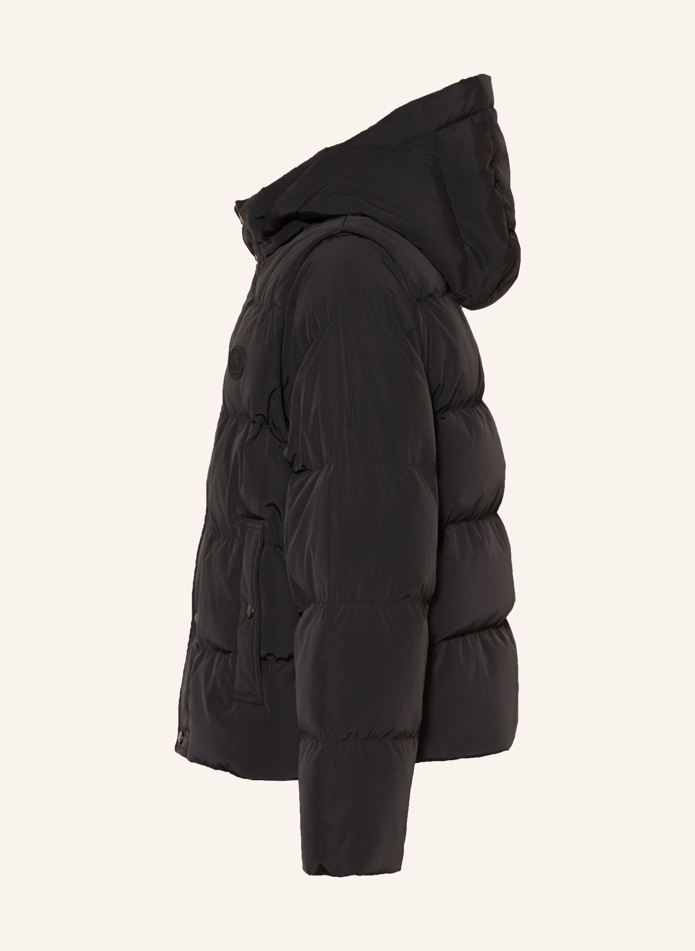 BURBERRY GRANVILLE Down Jacket with Detachable Sleeves: BLACK