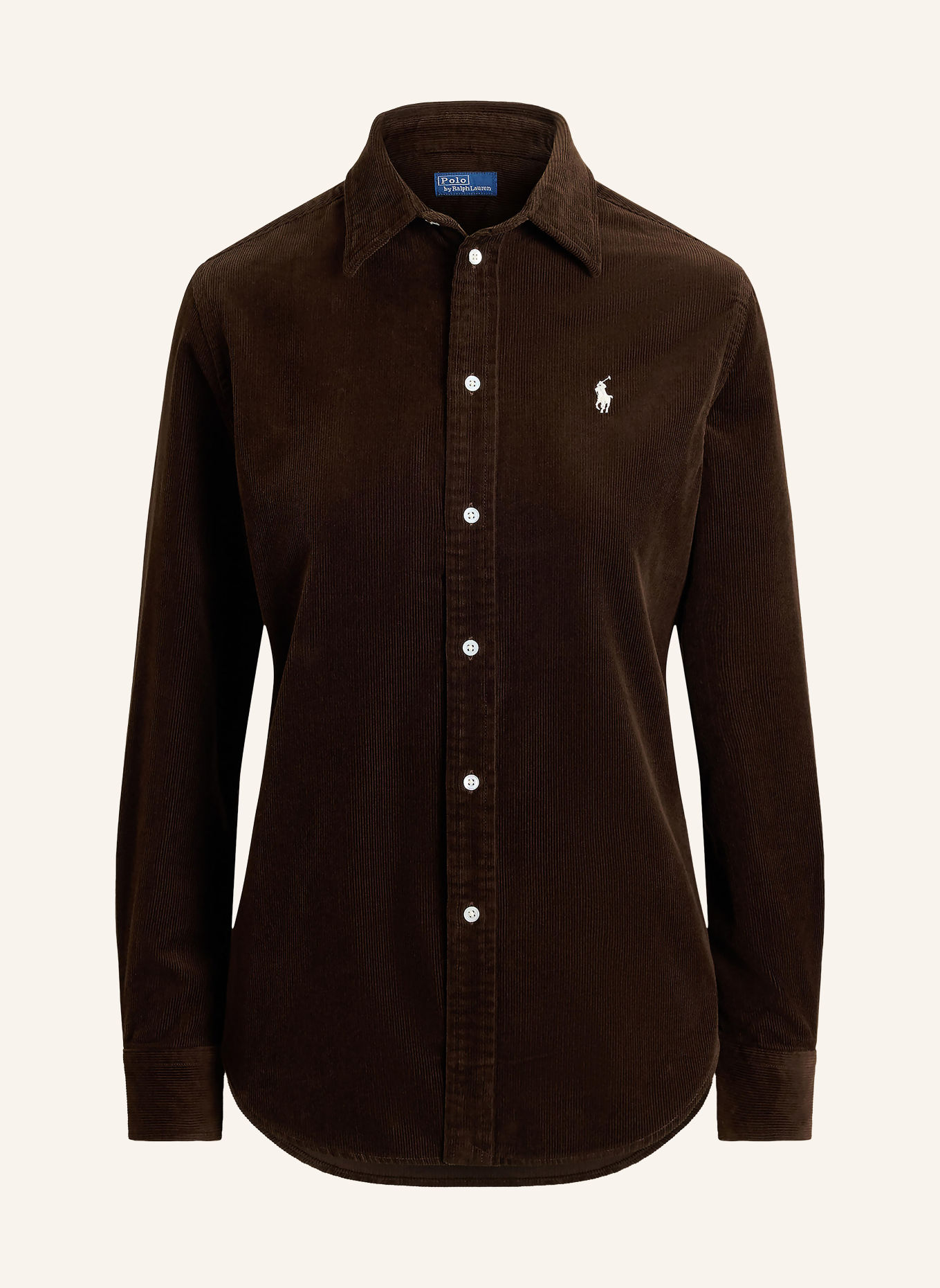 POLO RALPH LAUREN Bluzka koszulowa z sztruksu: CIEMNOBRĄZOWY / ECRU