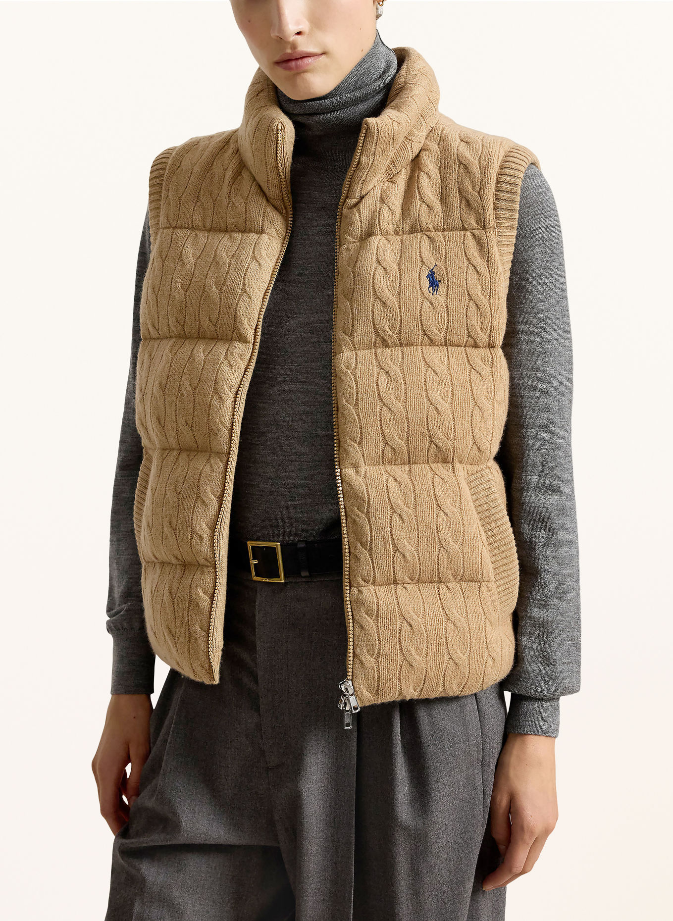 POLO RALPH LAUREN Steppweste: HELLBRAUN / DUNKELBLAU