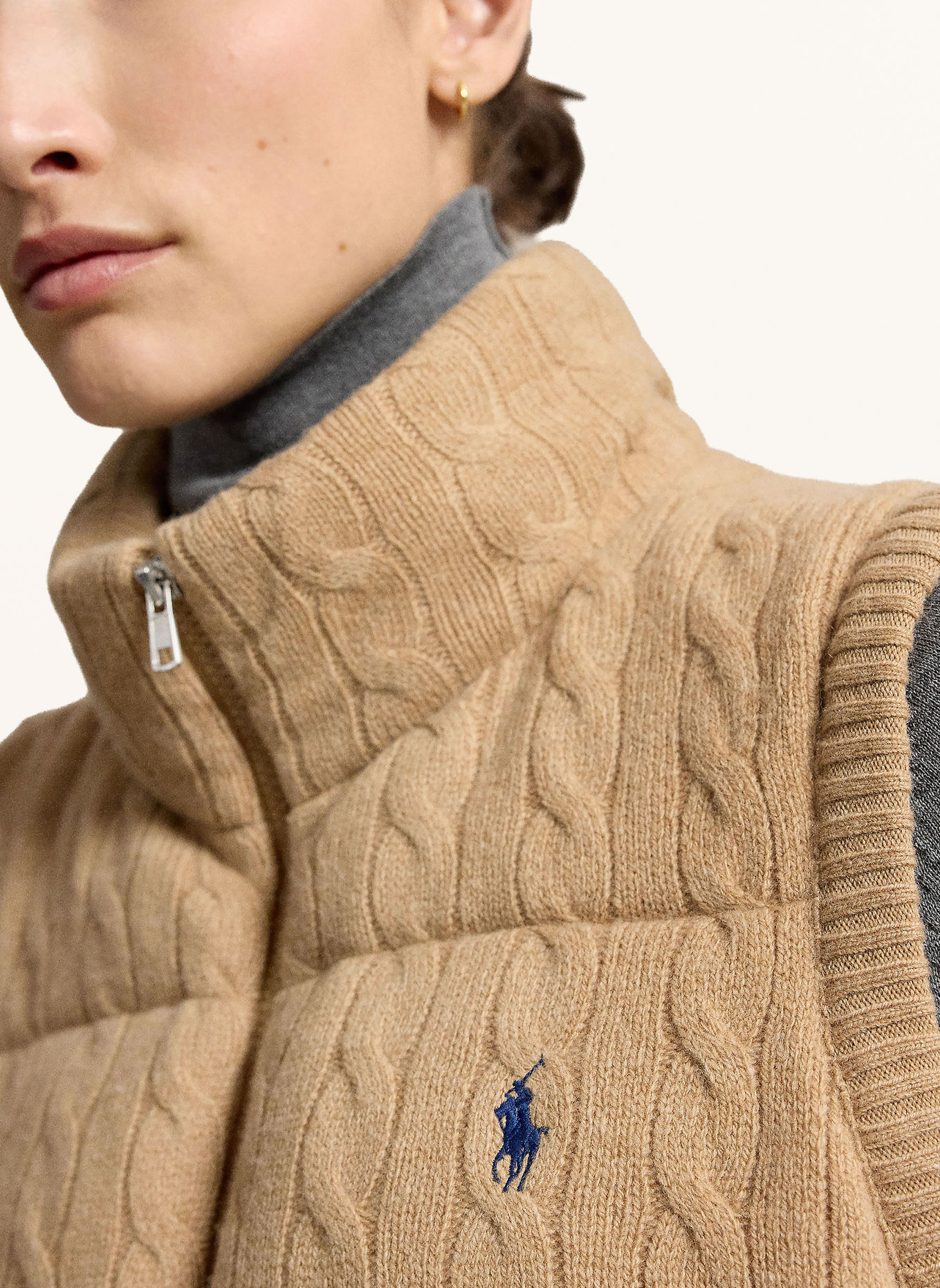 POLO RALPH LAUREN Steppweste: HELLBRAUN / DUNKELBLAU