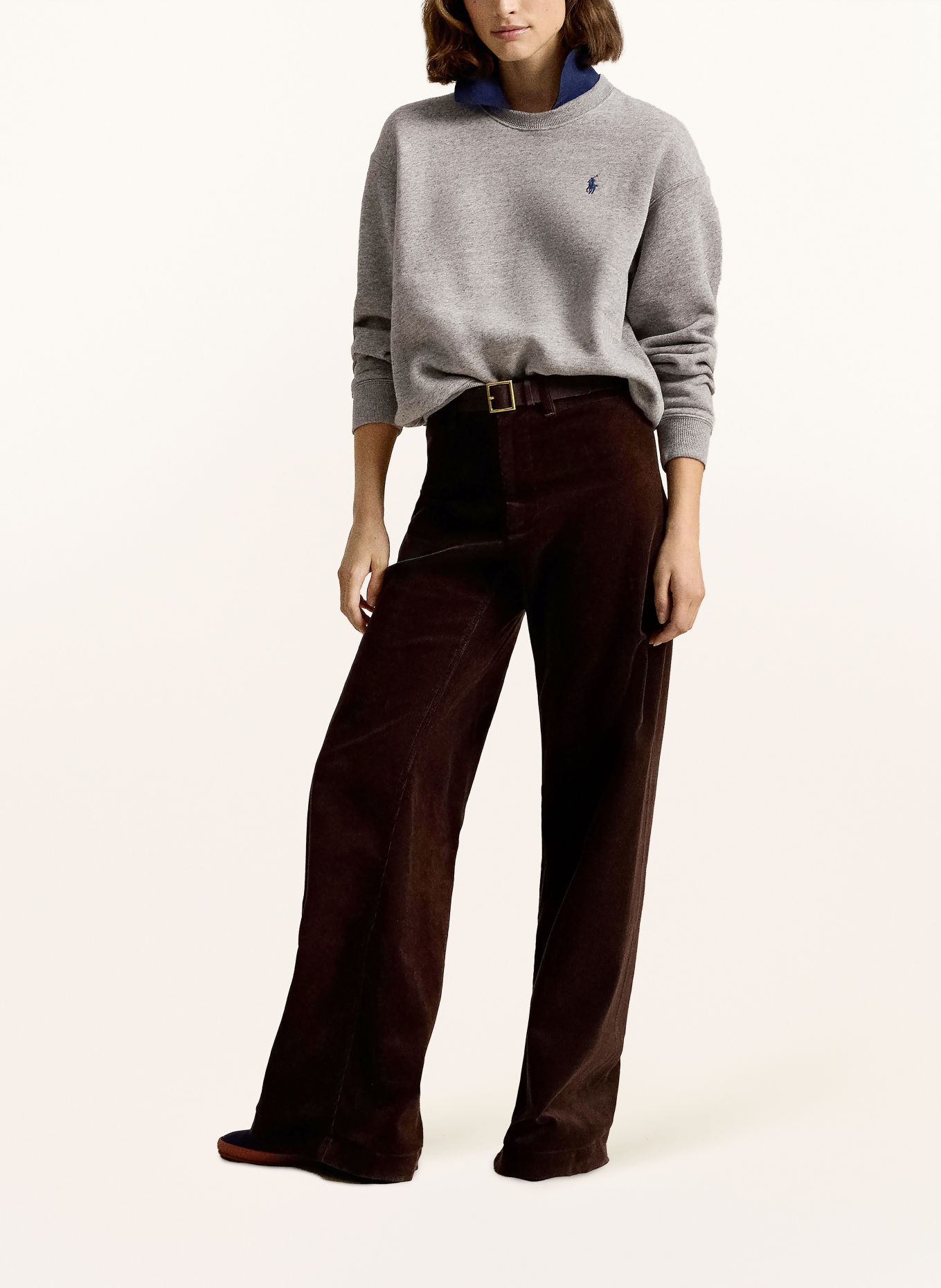 POLO RALPH LAUREN Sweatshirt: GRAY / DARK BLUE