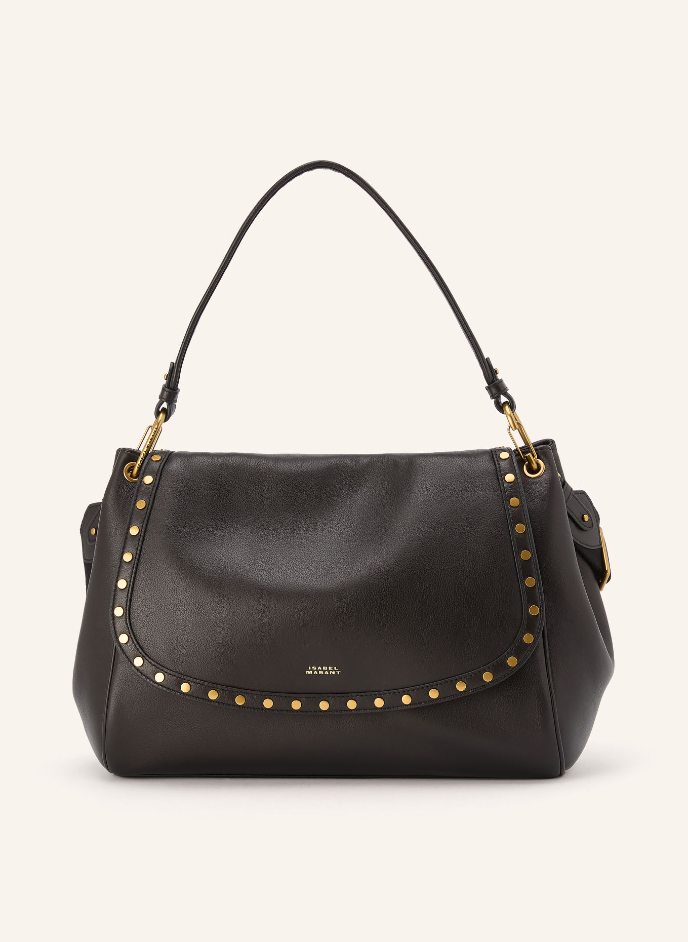 ISABEL MARANT Umhängetasche CHANY XL mit Nieten: DUNKELBRAUN / GOLD