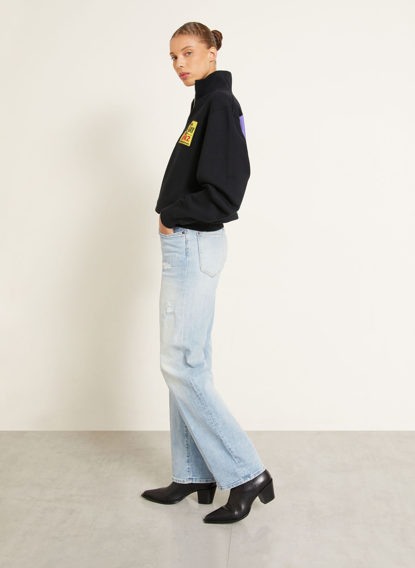 DSQUARED2 Jeansy wide leg SAN DIEGO: 470 NAVY BLUE